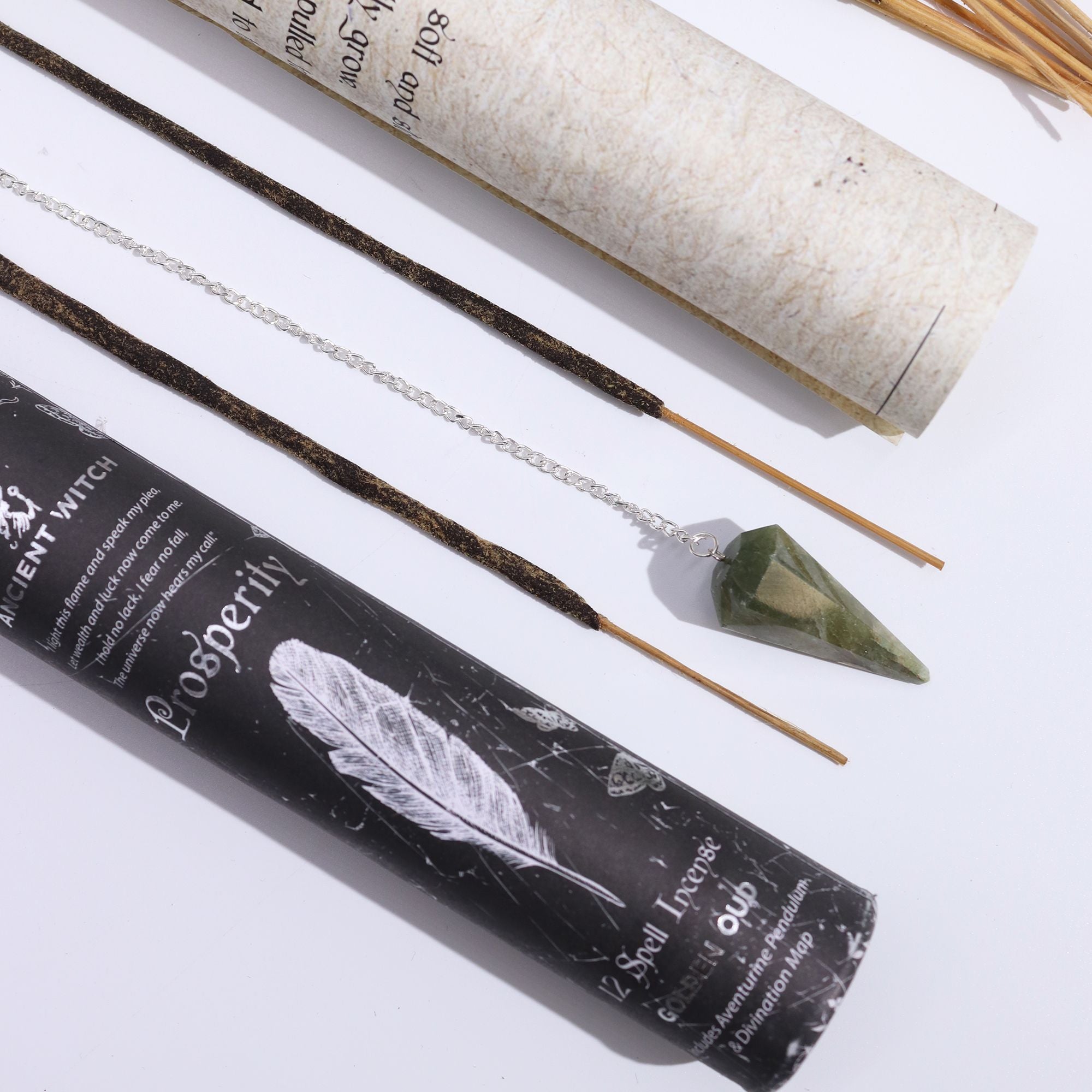 Ancient Witch Spell Incense - Aventurine Pendulum - Prosperity