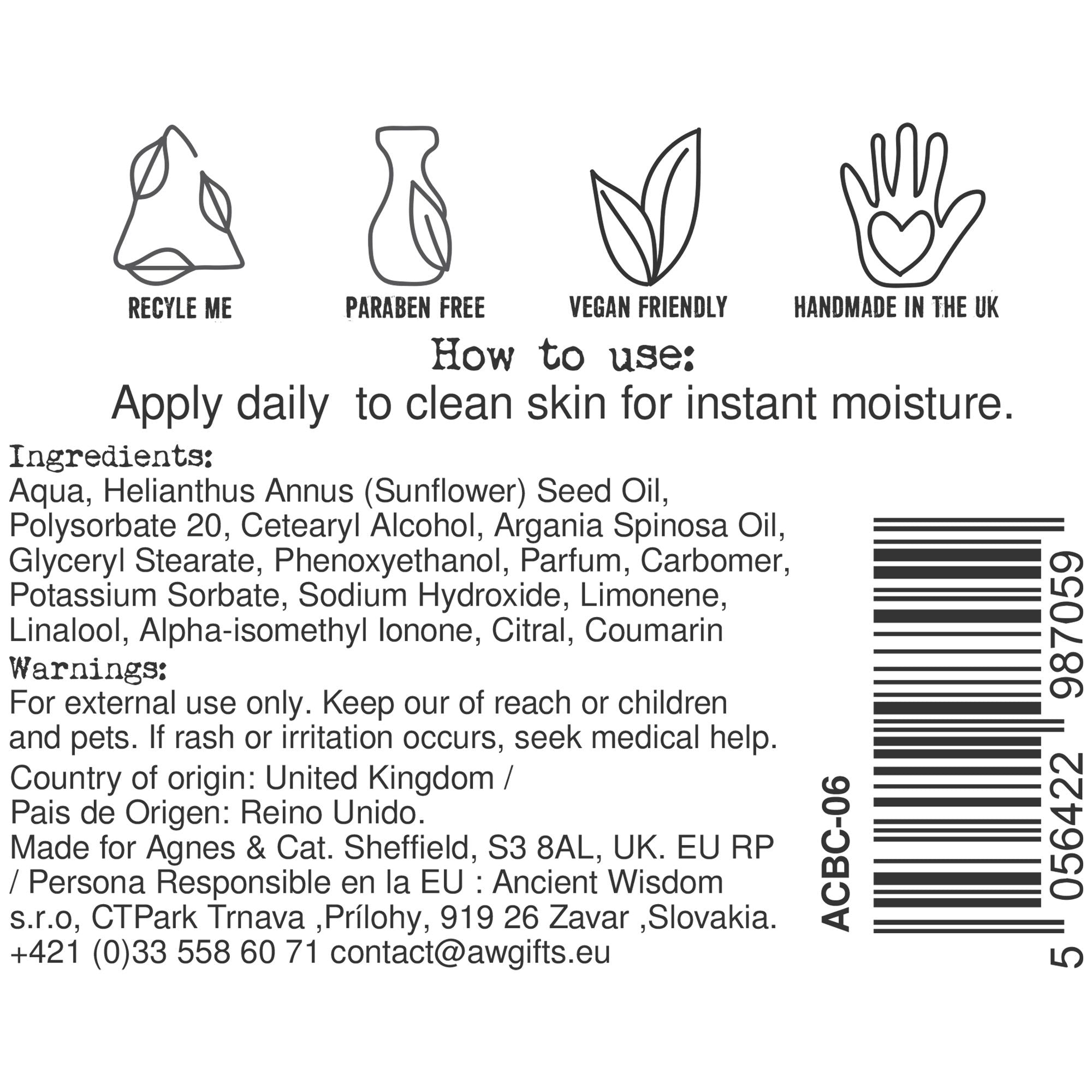 Agnes + Cat Hand & Body Cream 300ml Provence