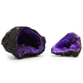 Coloured Calcite Geode Black Rock - Purple