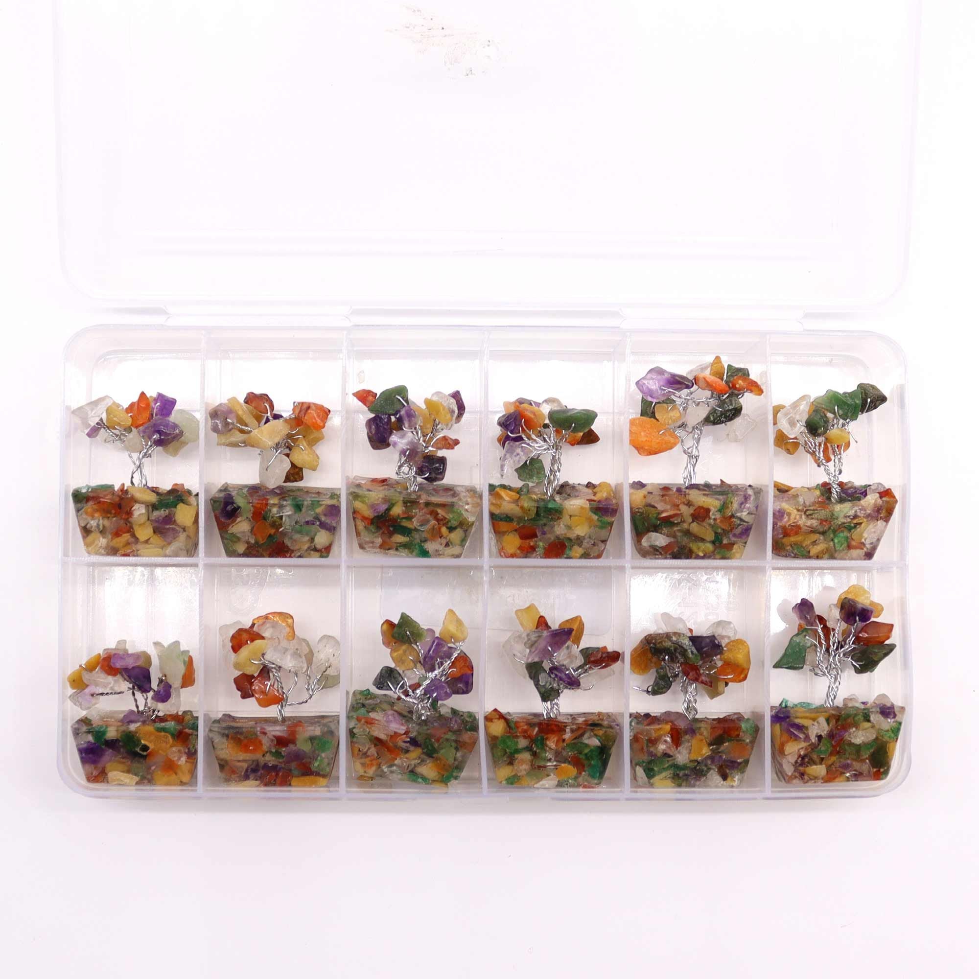 Mini Gemstone Tree on Orgonite Base (15 Stones) - Multi Stones