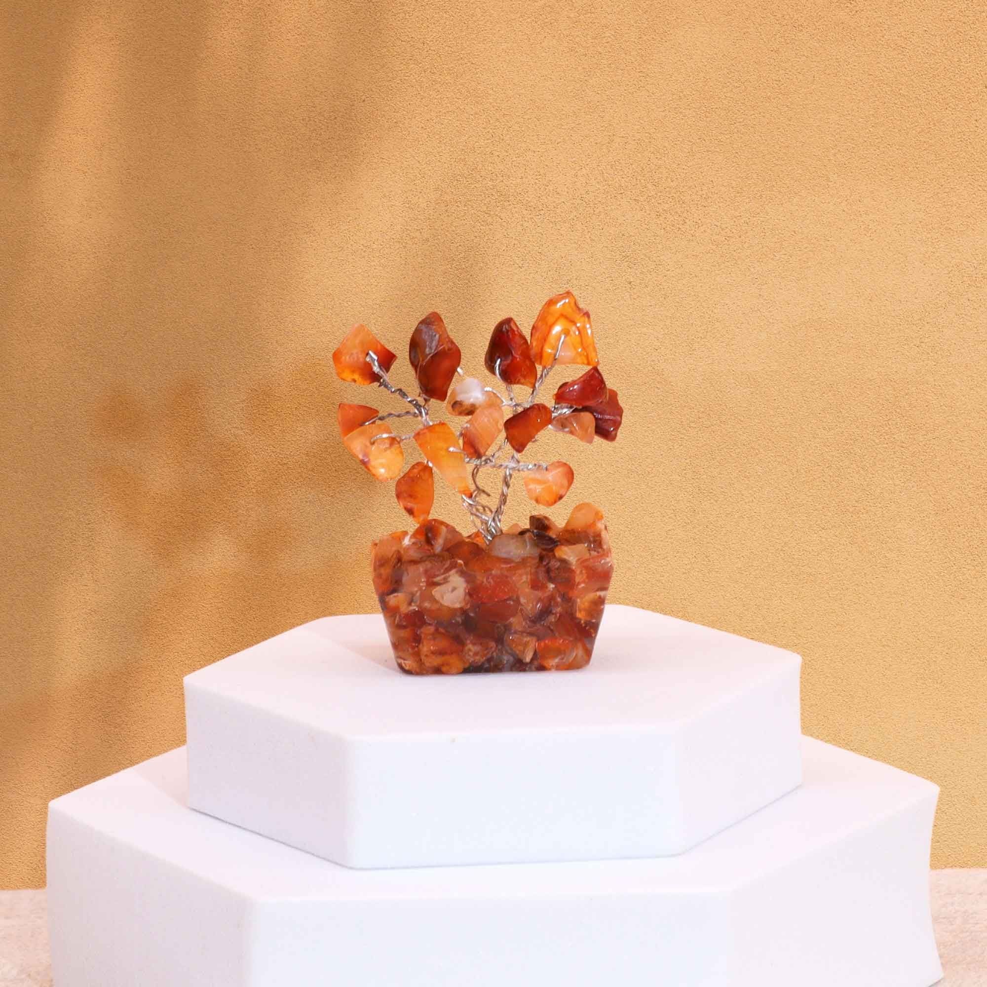 Mini Gemstone Tree on Orgonite Base (15 Stones) - Carnelian