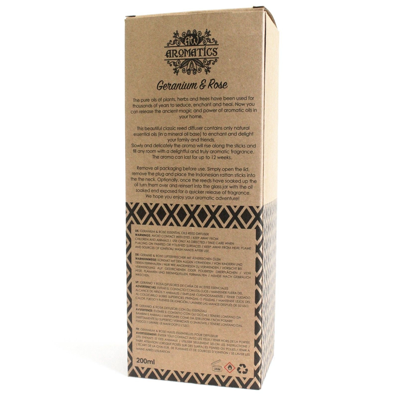 Reed Diffuser 200 ml – Geranium & Rose