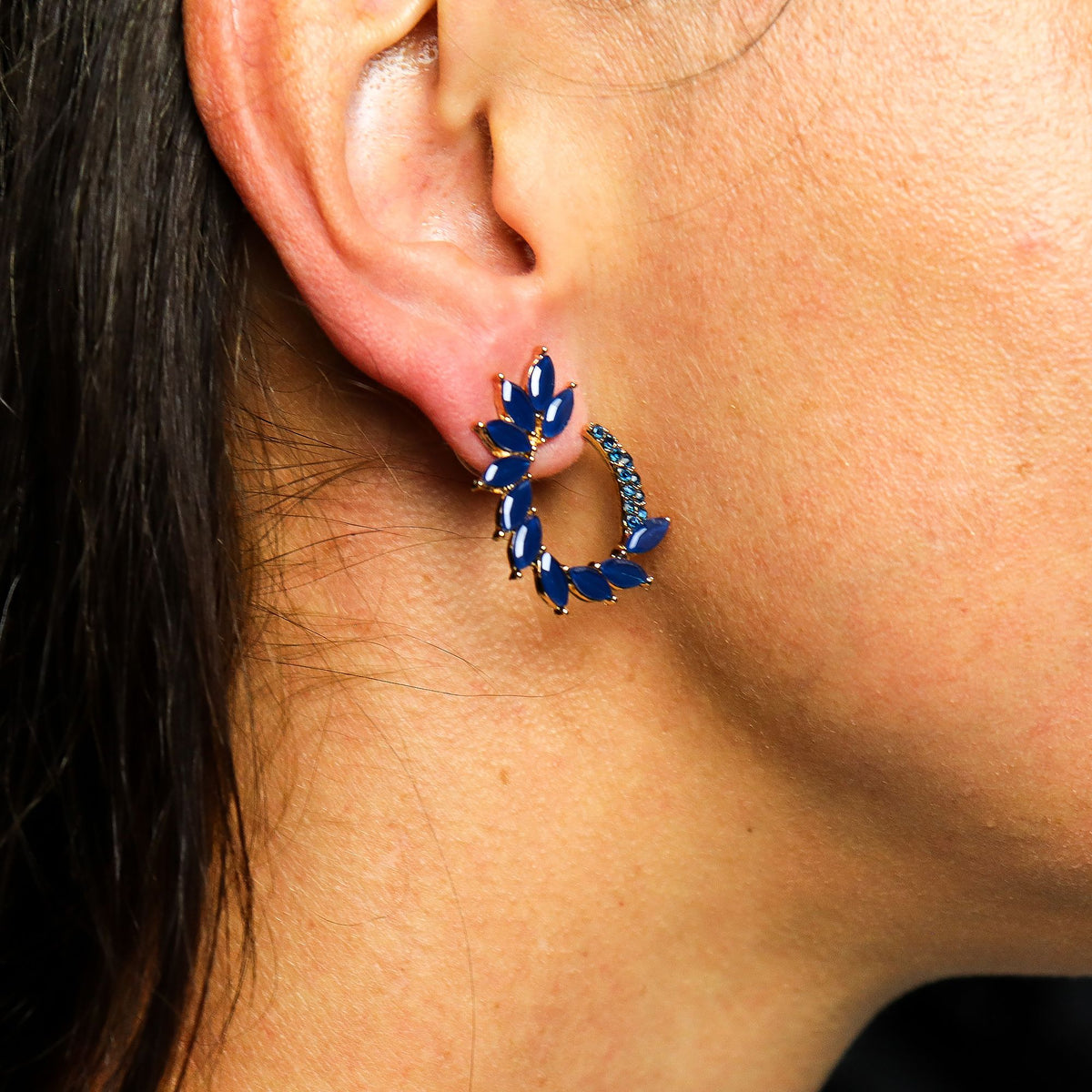 Royal Blue Vintage Glass Earrings - Loop