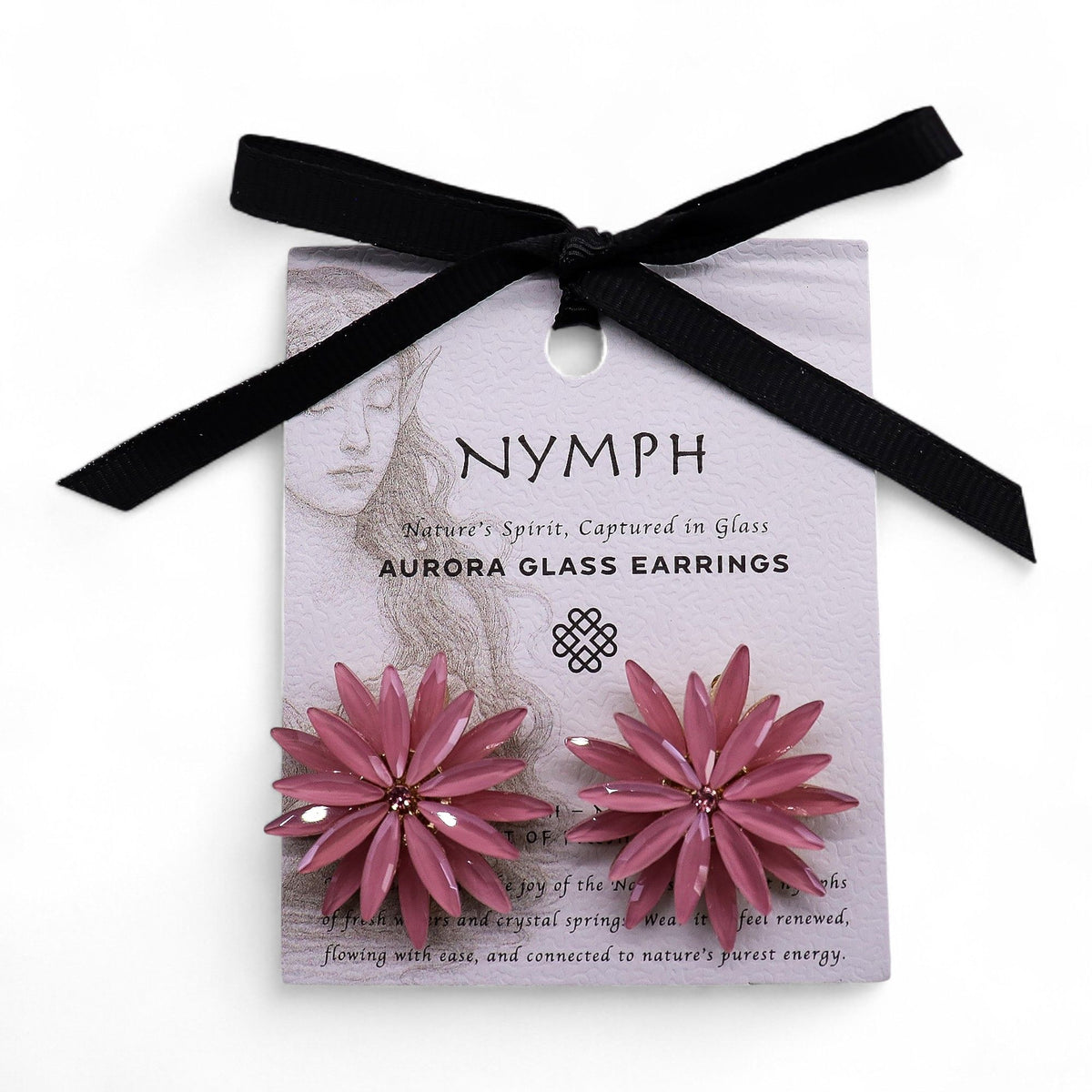 Soft Pink Vintage Glass Earrings - Flowers