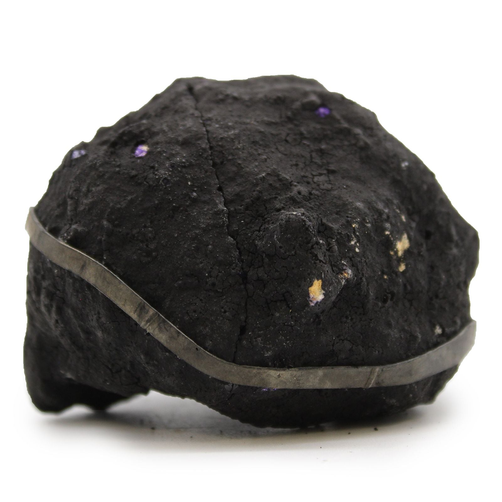Coloured Calcite Geode Black Rock - Purple