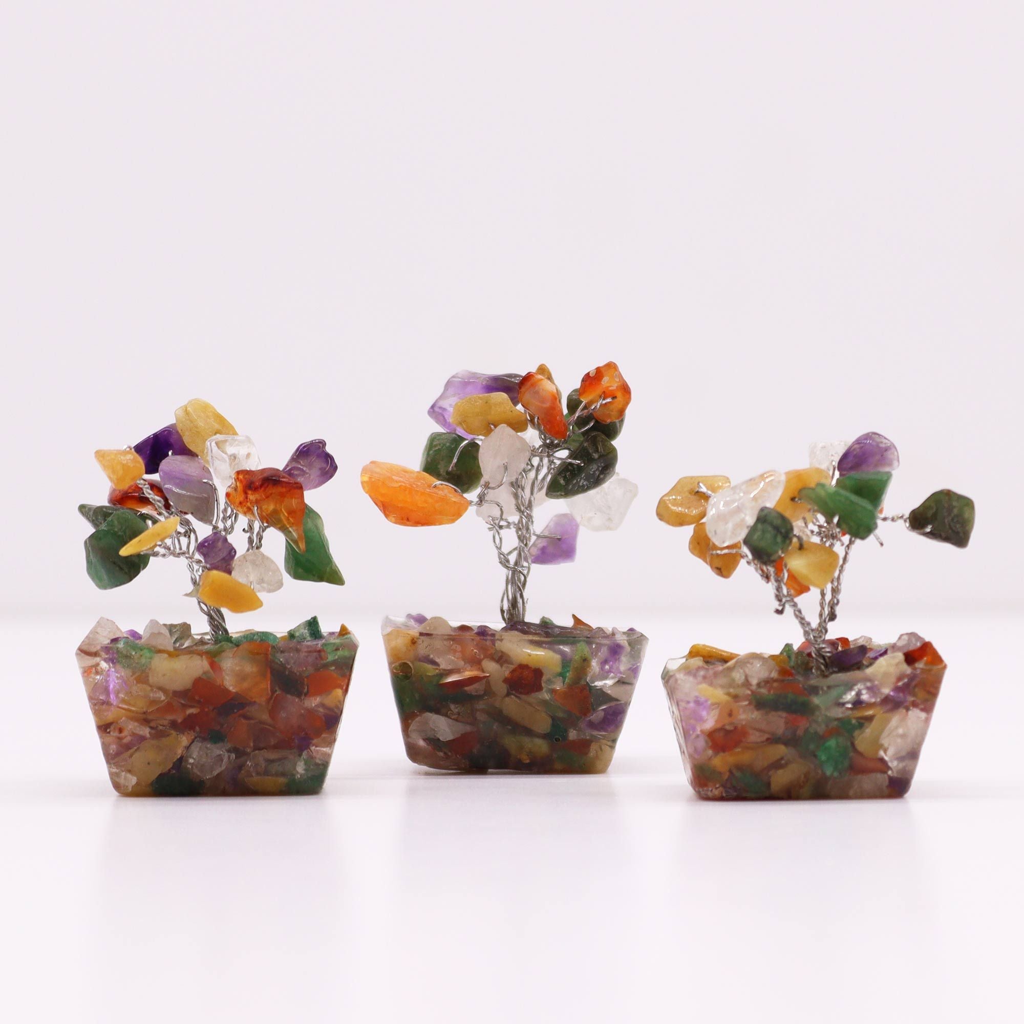 Mini Gemstone Tree on Orgonite Base (15 Stones) - Multi Stones