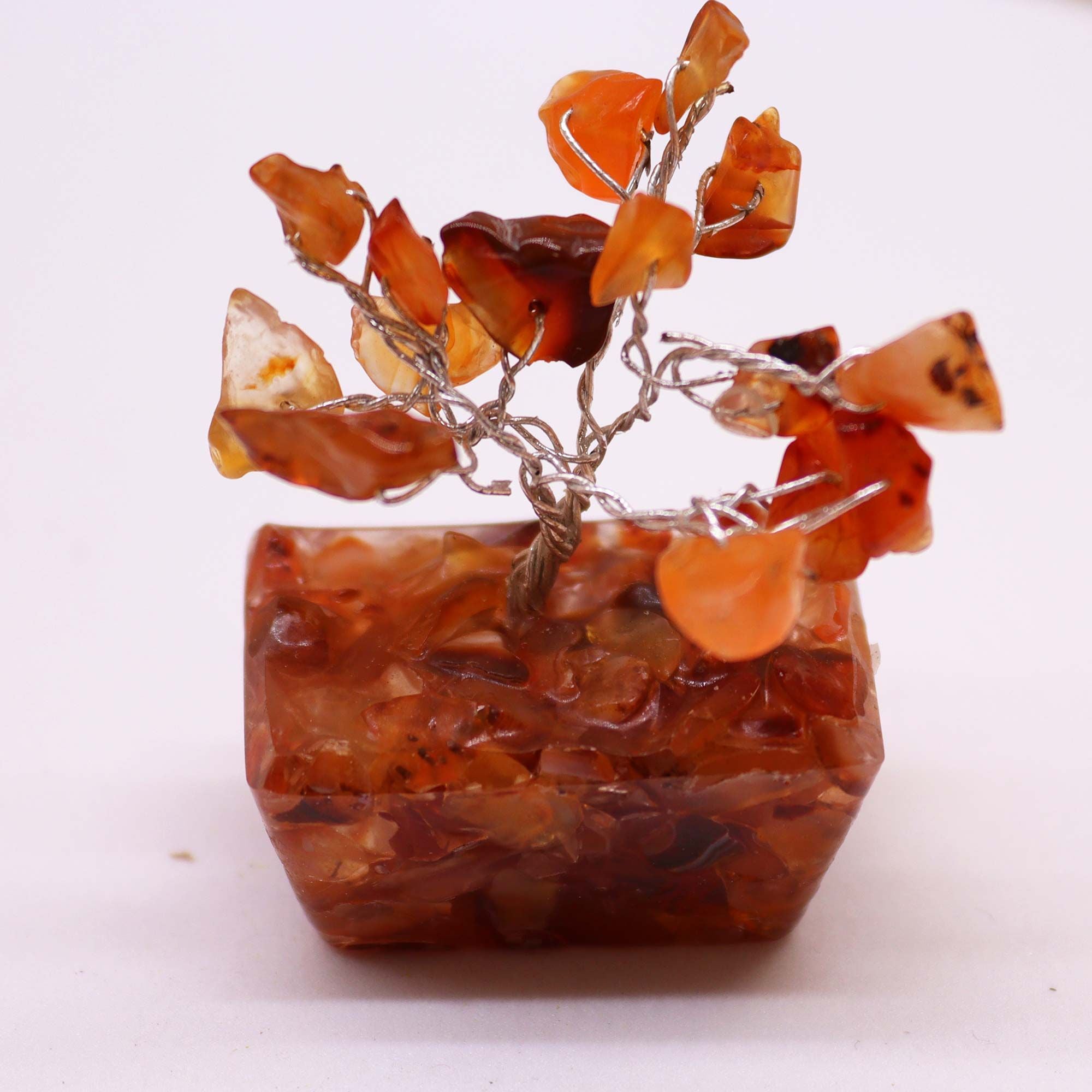 Mini Gemstone Tree on Orgonite Base (15 Stones) - Carnelian
