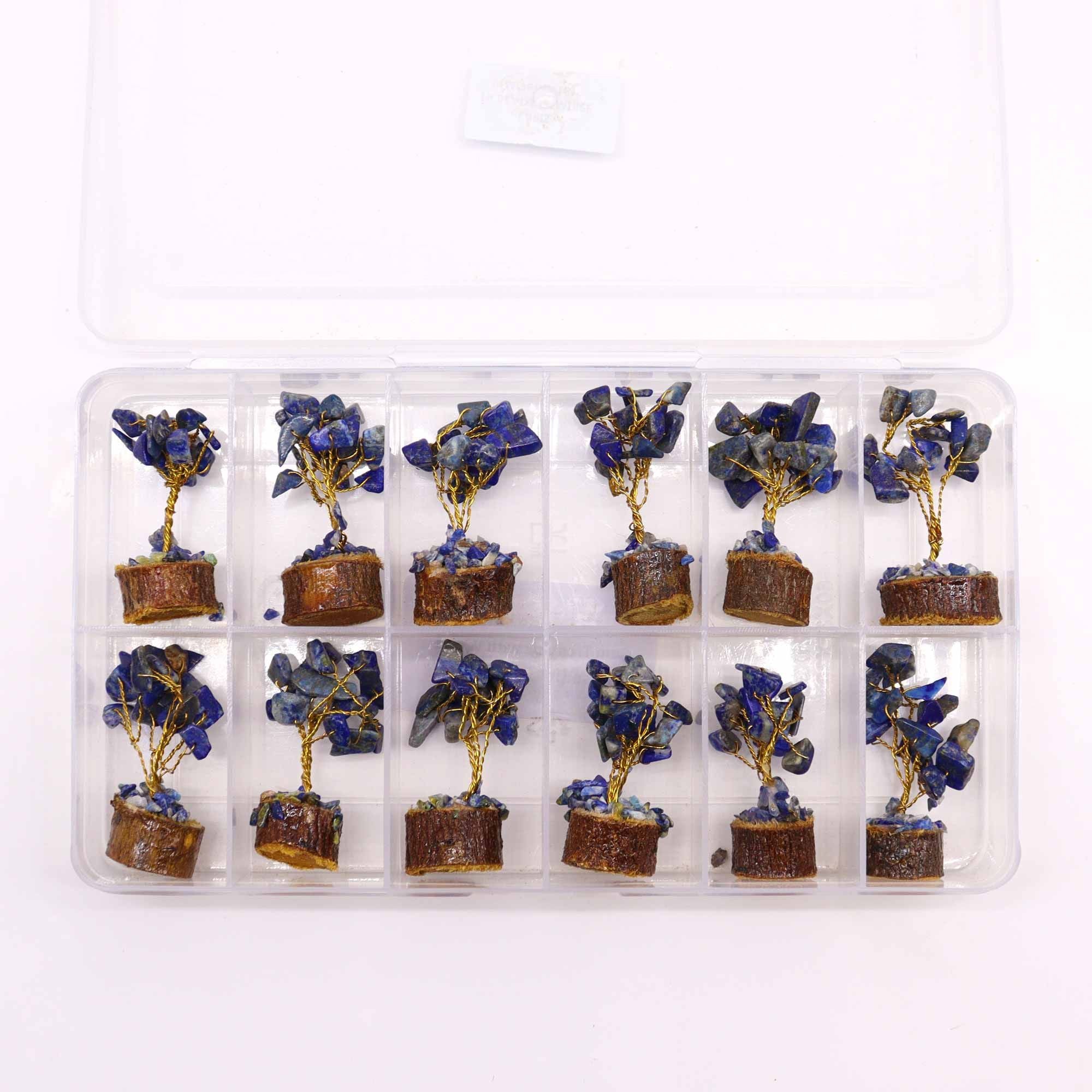 Mini Gemstone Tree on Wood Base (15 Stones) - Sodalite