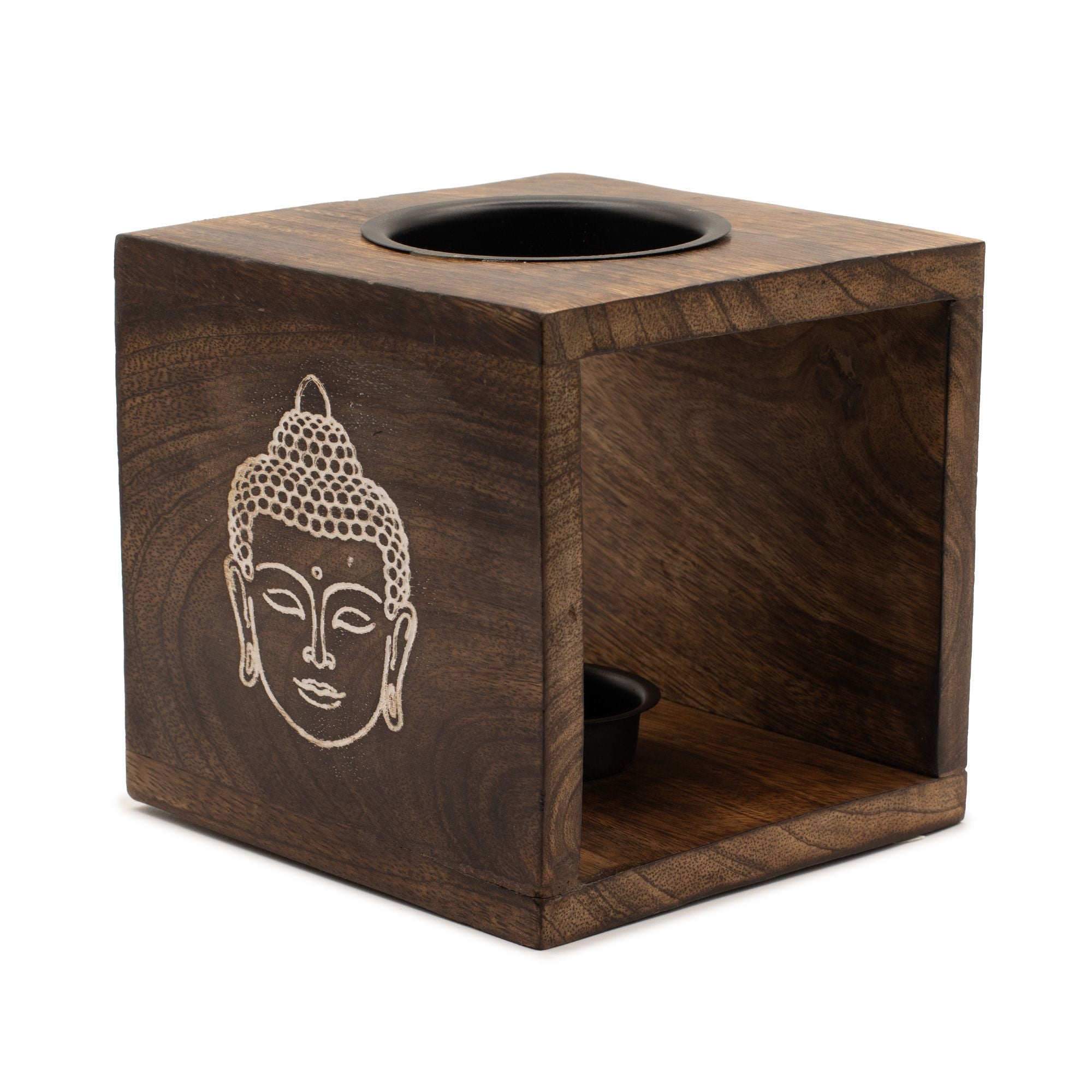 Mango Wood Oil Burner Large - Buddha Face