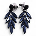 Jet Black Vintage Glass Earrings - Long Drop
