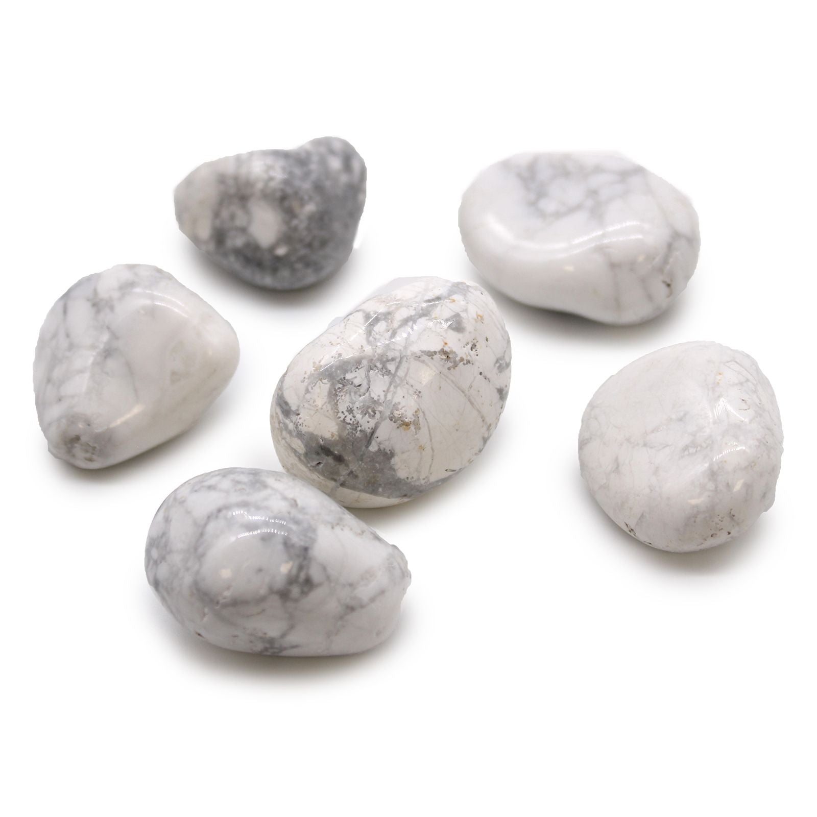 African Tumble Stone x6 - Large - White Howlite (Magnesite)