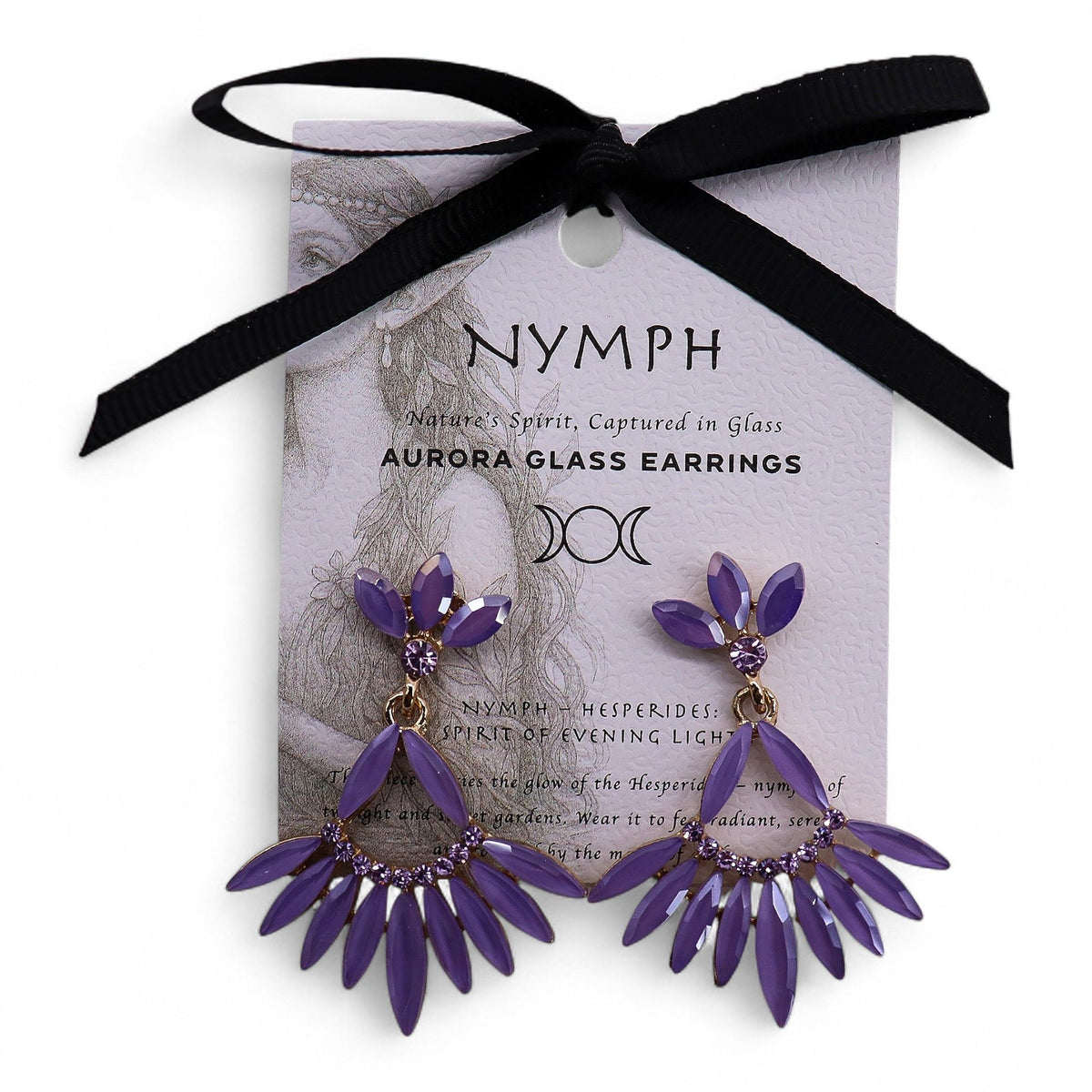 Lavender Vintage Glass Earrings - Long Drop
