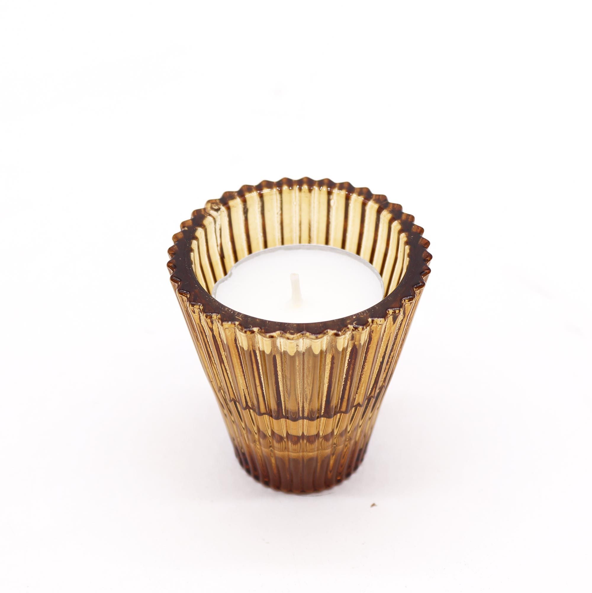 Flip Dinner Candle Tealight Holder Set of 2 – Antique Amber