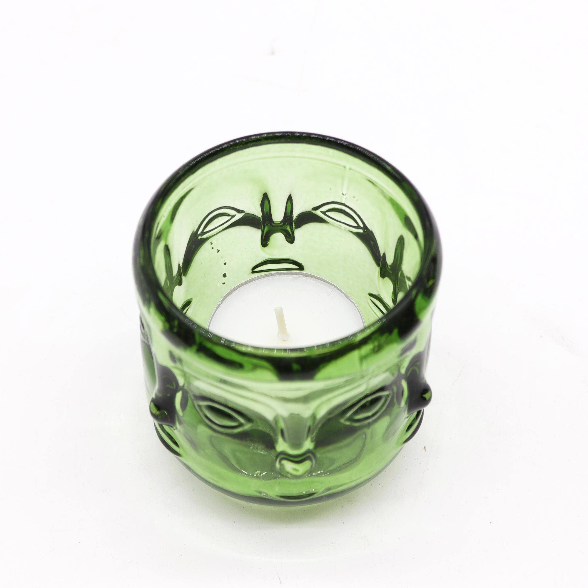 Buddha Faces Candle Jar Set of 2 – Garden Jade