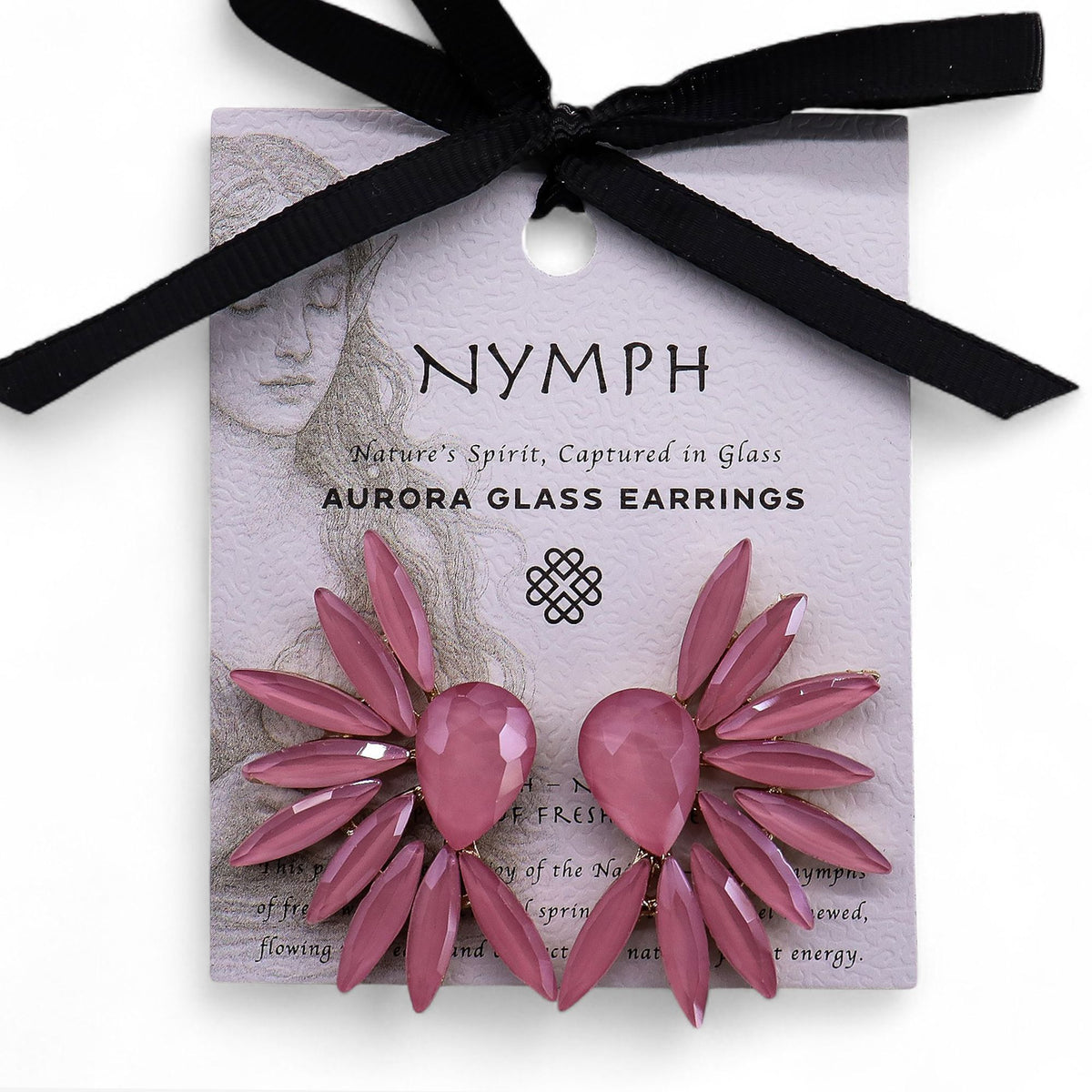 Soft Pink Vintage Glass Earrings - Angel Wings