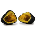 Coloured Calcite Geode Black Rock - Yellow