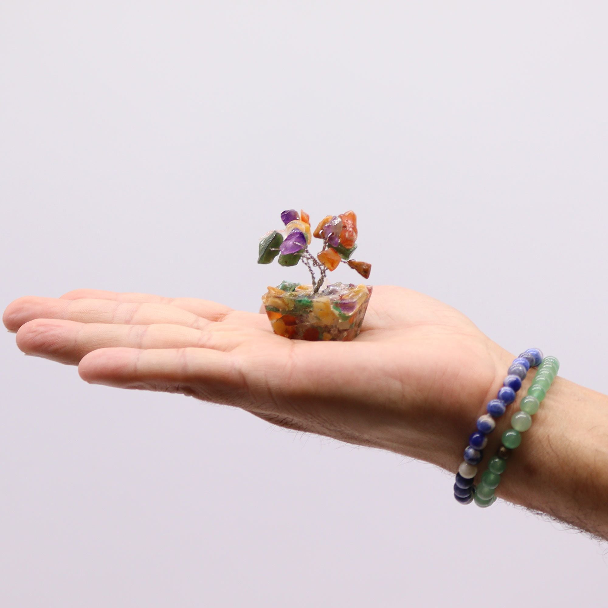 Mini Gemstone Tree on Orgonite Base (15 Stones) - Multi Stones