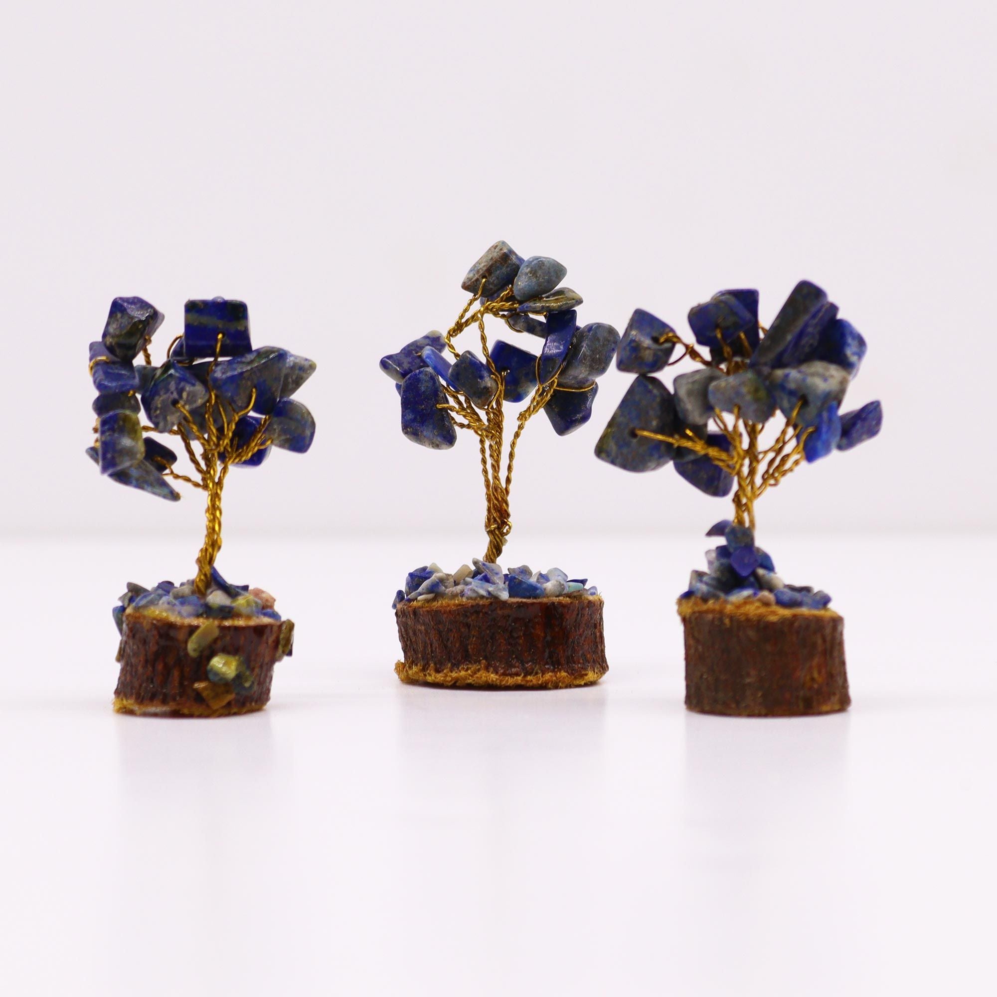 Mini Gemstone Tree on Wood Base (15 Stones) - Sodalite