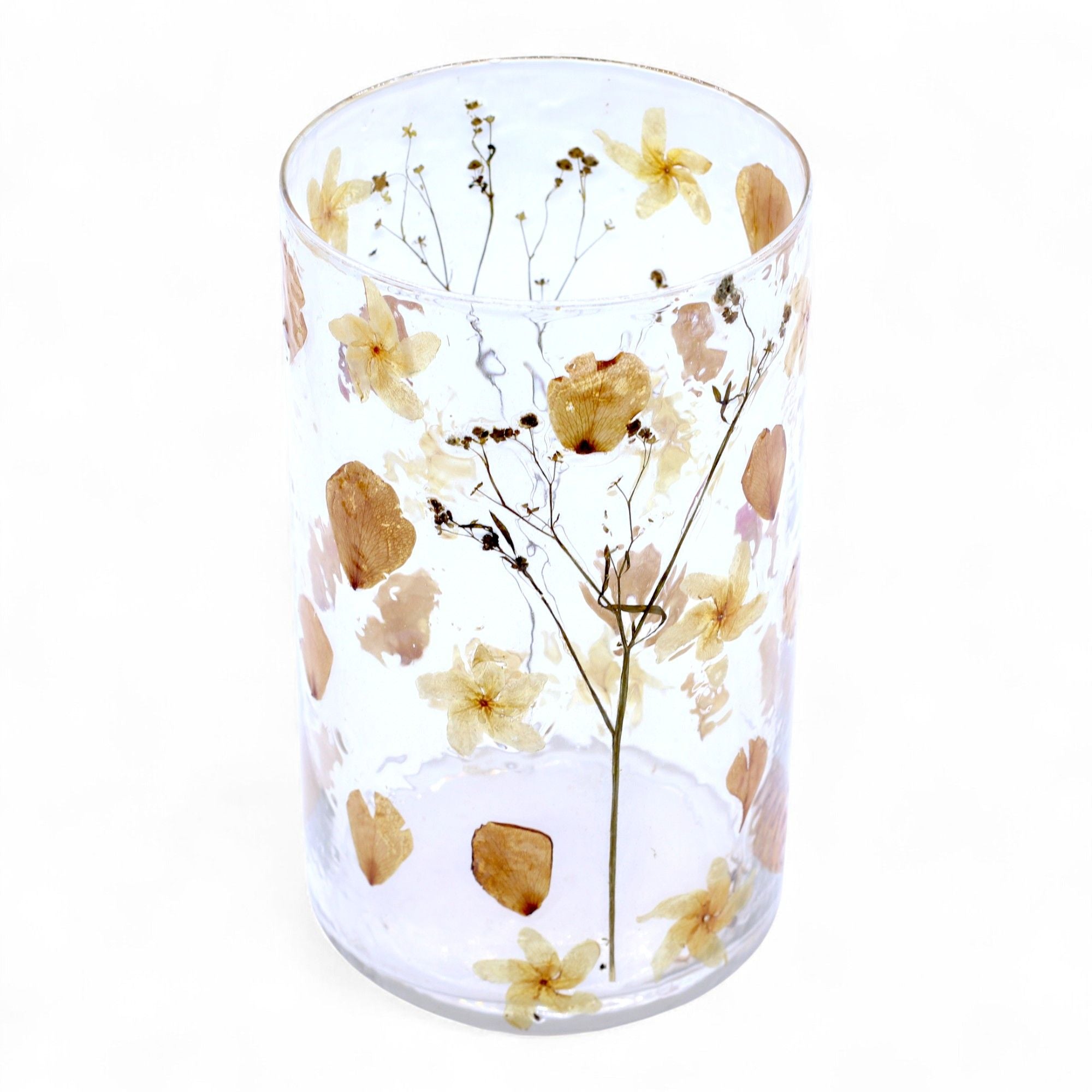 Natural Floral Glass – Tall Vase Candle Holder – Rose