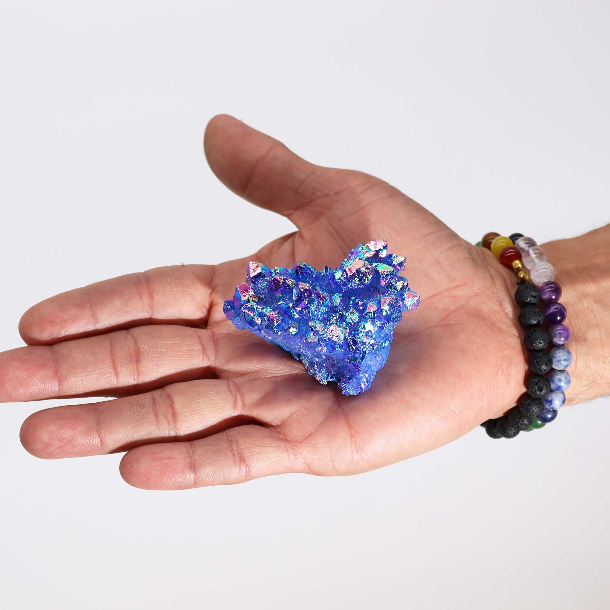 Enhanced Natural Quartz Cluster - Aura Aqua Halo Quartz (Approx. 7–10 cm)
