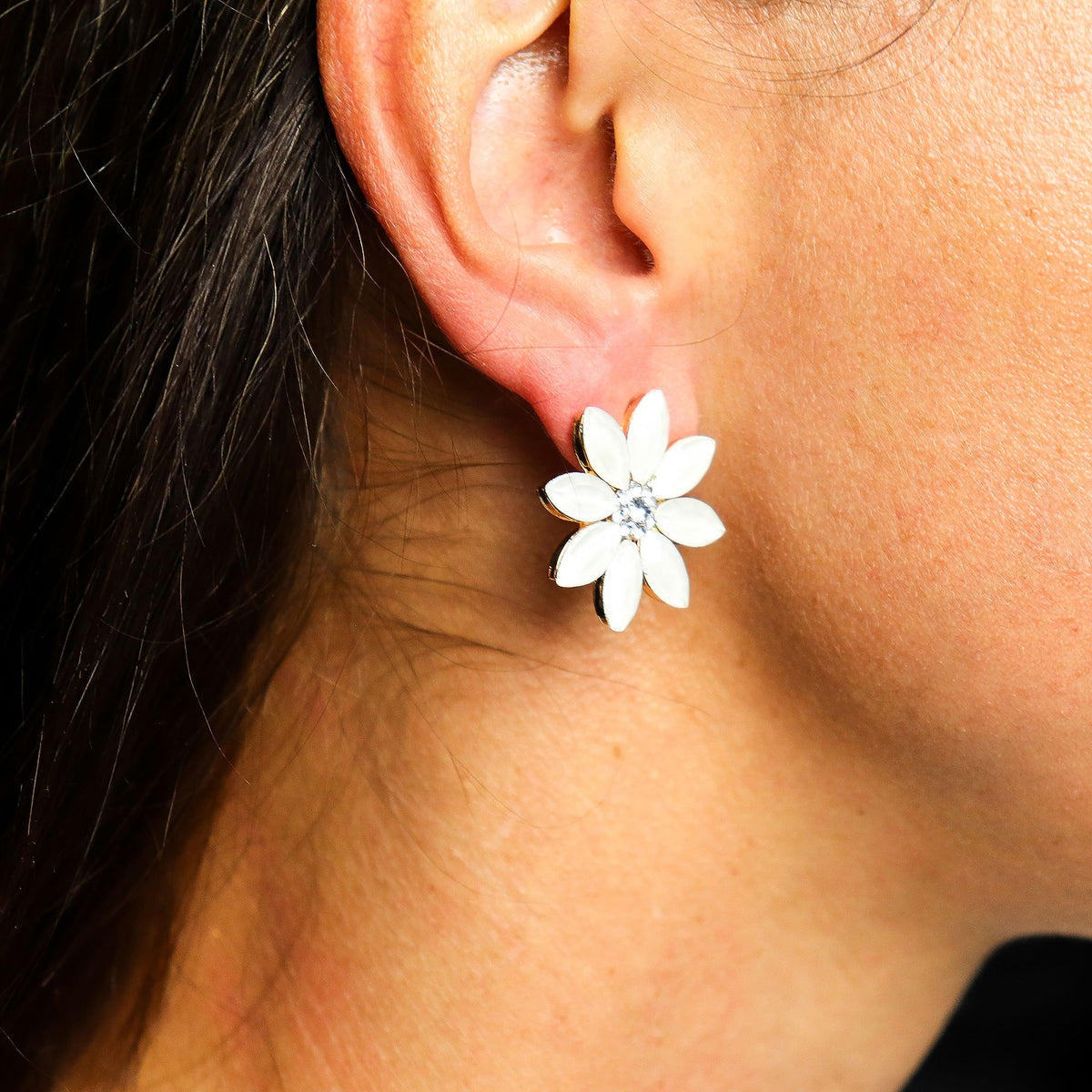 Pearl Vintage Glass Earrings - Flowers