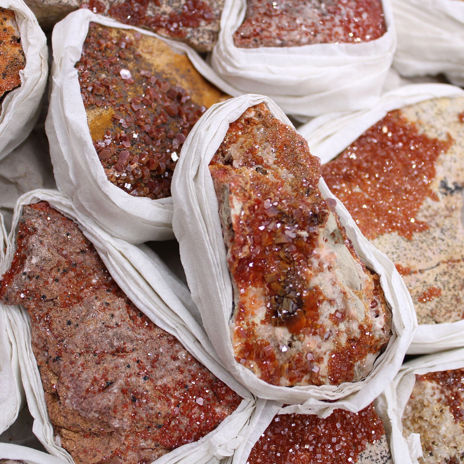 Mineral Specimens - Vanadinite (Approx. 20 Pieces per Tray)
