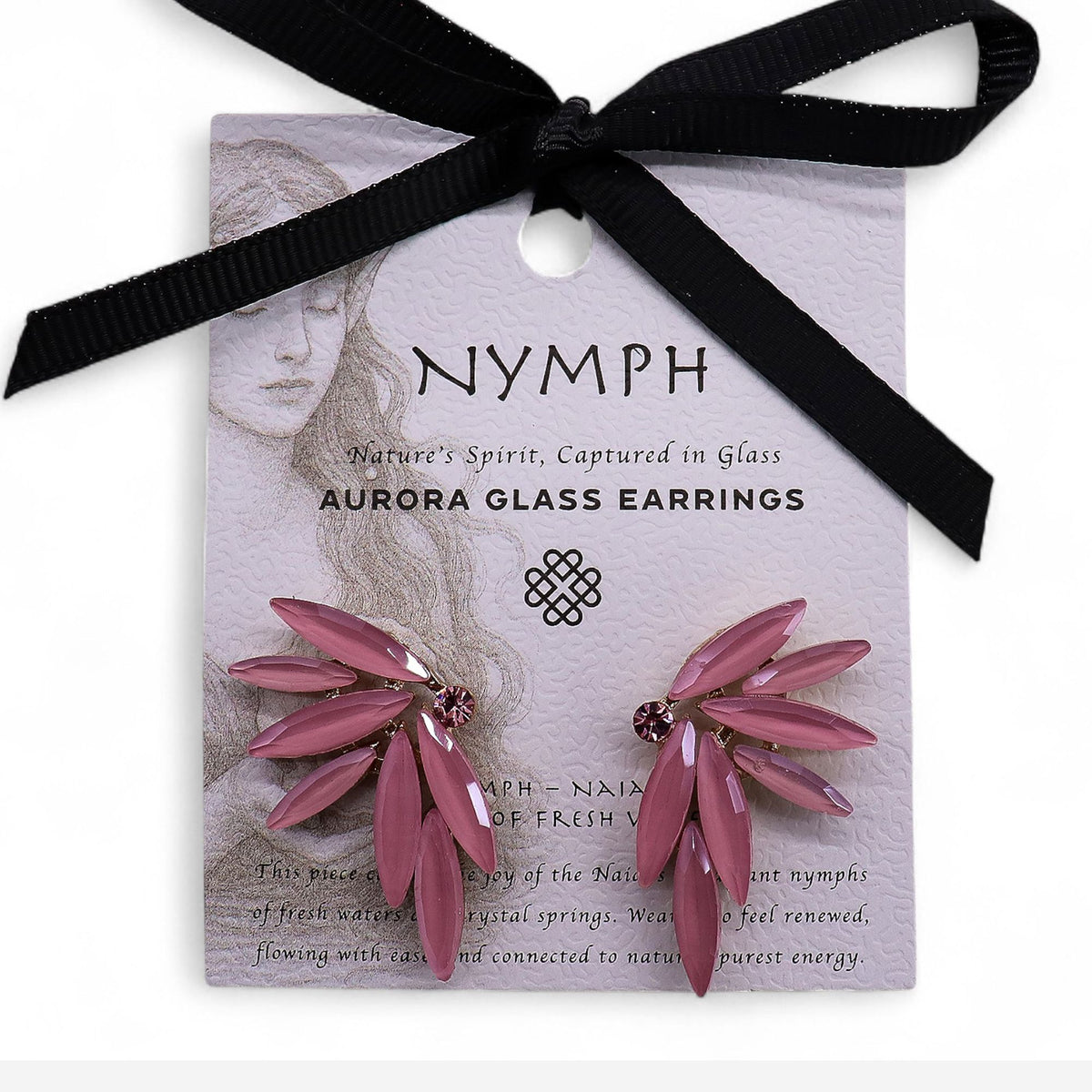 Soft Pink Vintage Glass Earrings - Fairies