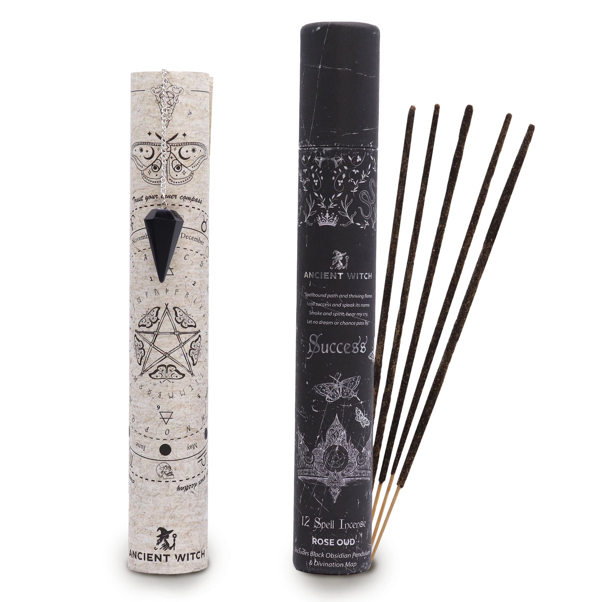 Ancient Witch Spell Incense -  Black Obsidian Pendulum - Success