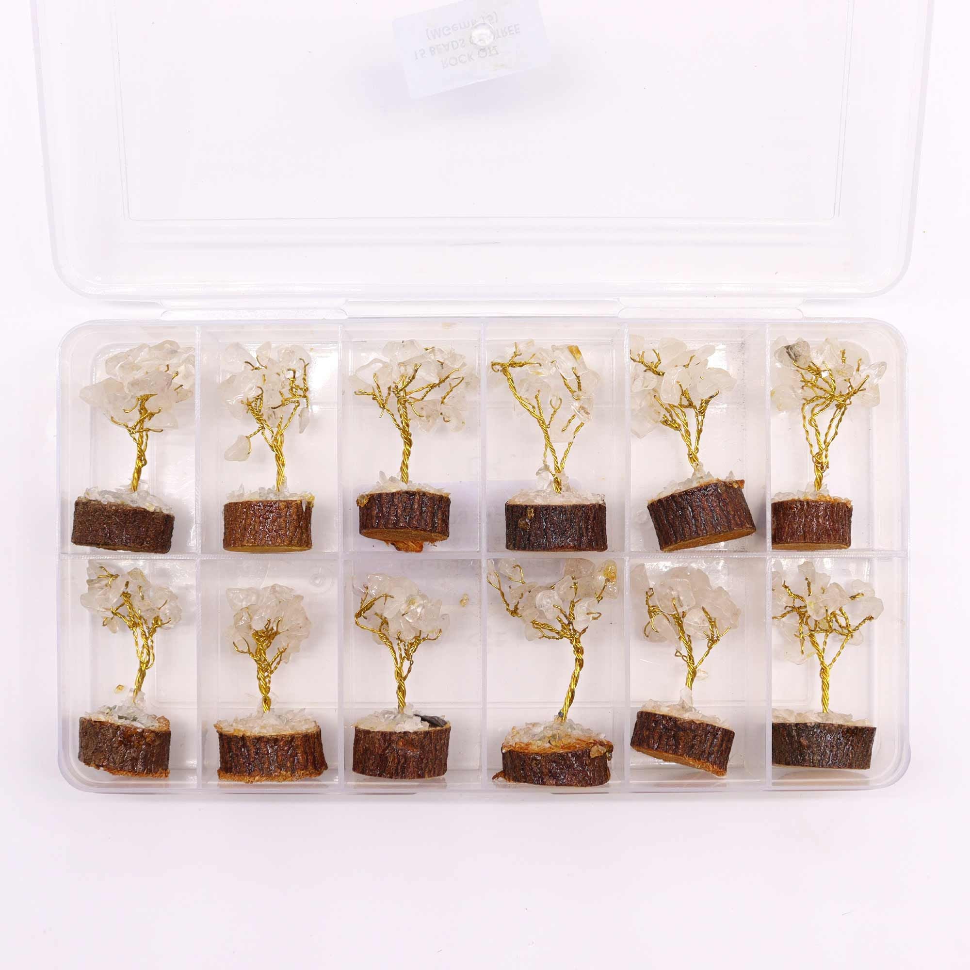 Mini Gemstone Tree on Wood Base (15 Stones) - Rock Quartz