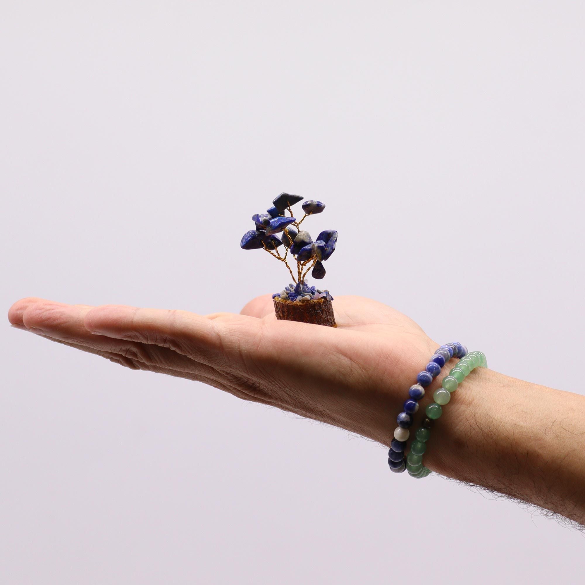 Mini Gemstone Tree on Wood Base (15 Stones) - Sodalite