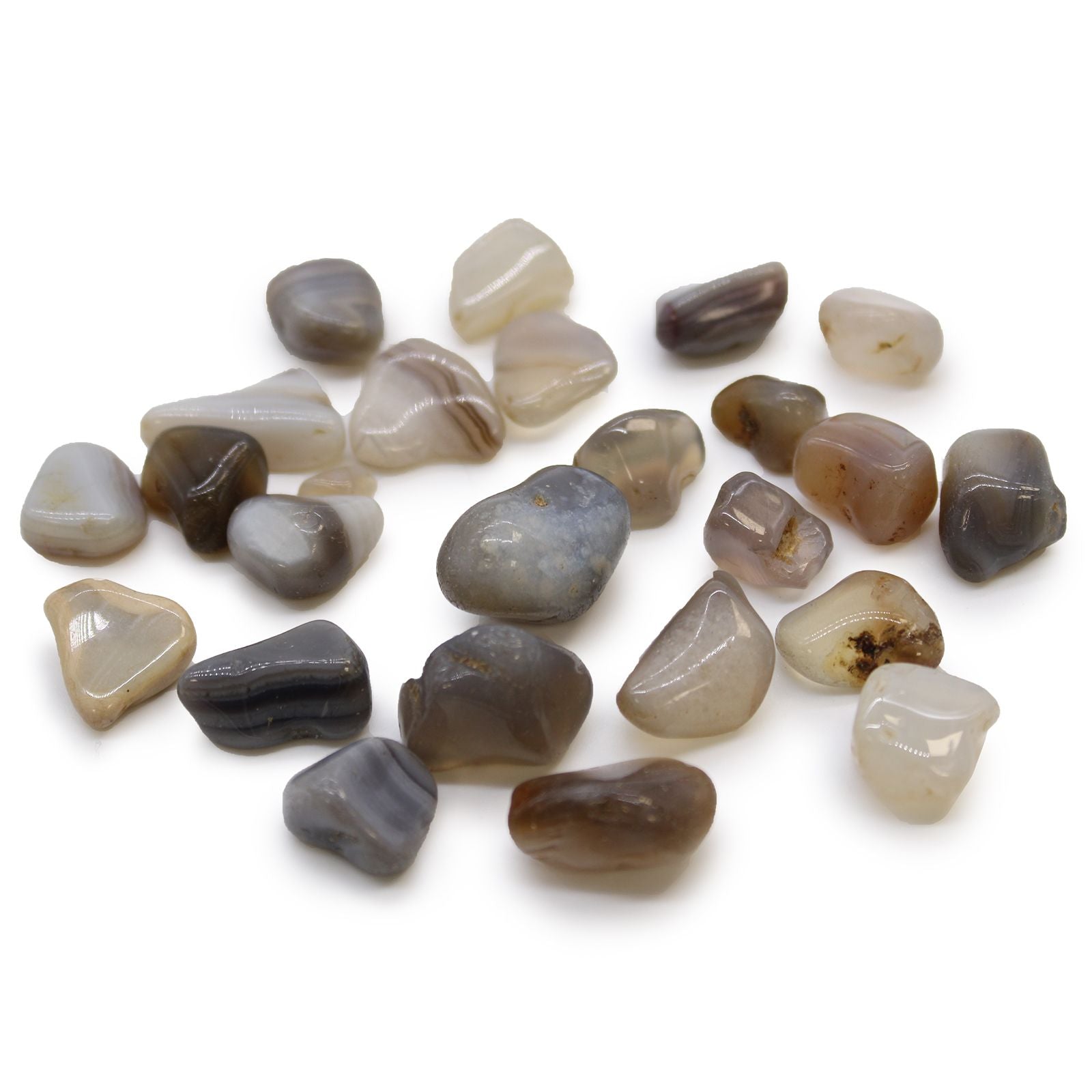 African Tumble Stone x24 - Small - Grey Agate (Botswana)