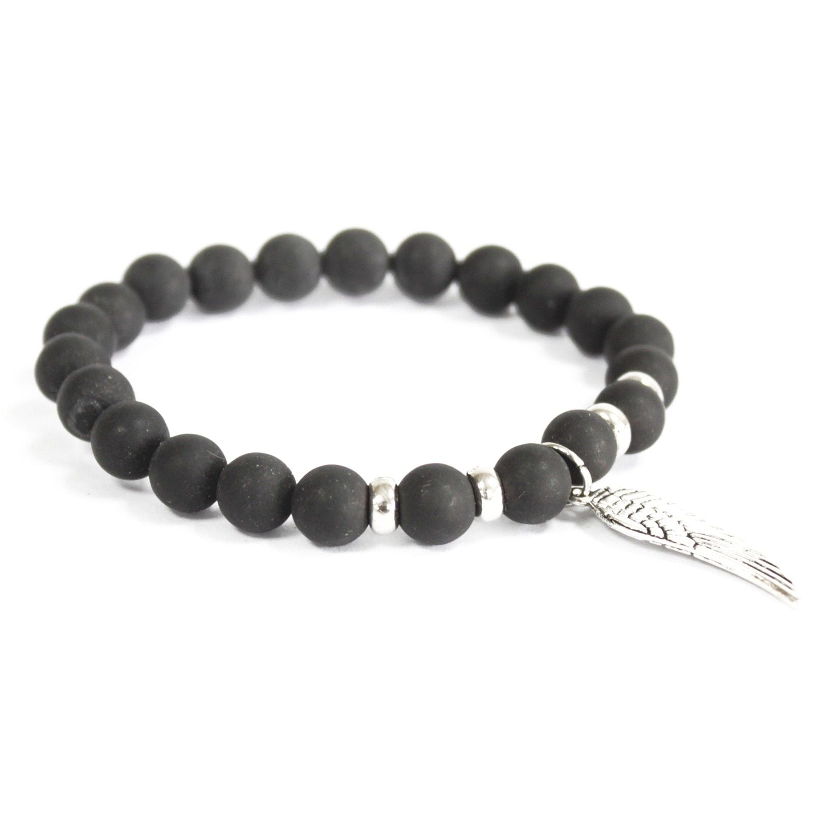 Noble Gemstone Bracelet - Angel Wing (Black Agate)