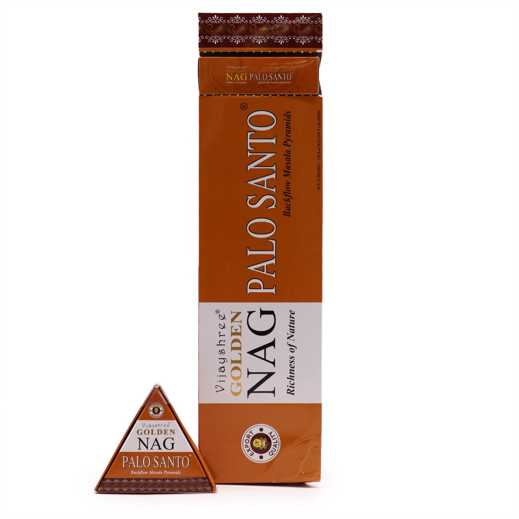 Jumbo Golden Nag Back Flow Incense Cones 42g - Palo Santo
