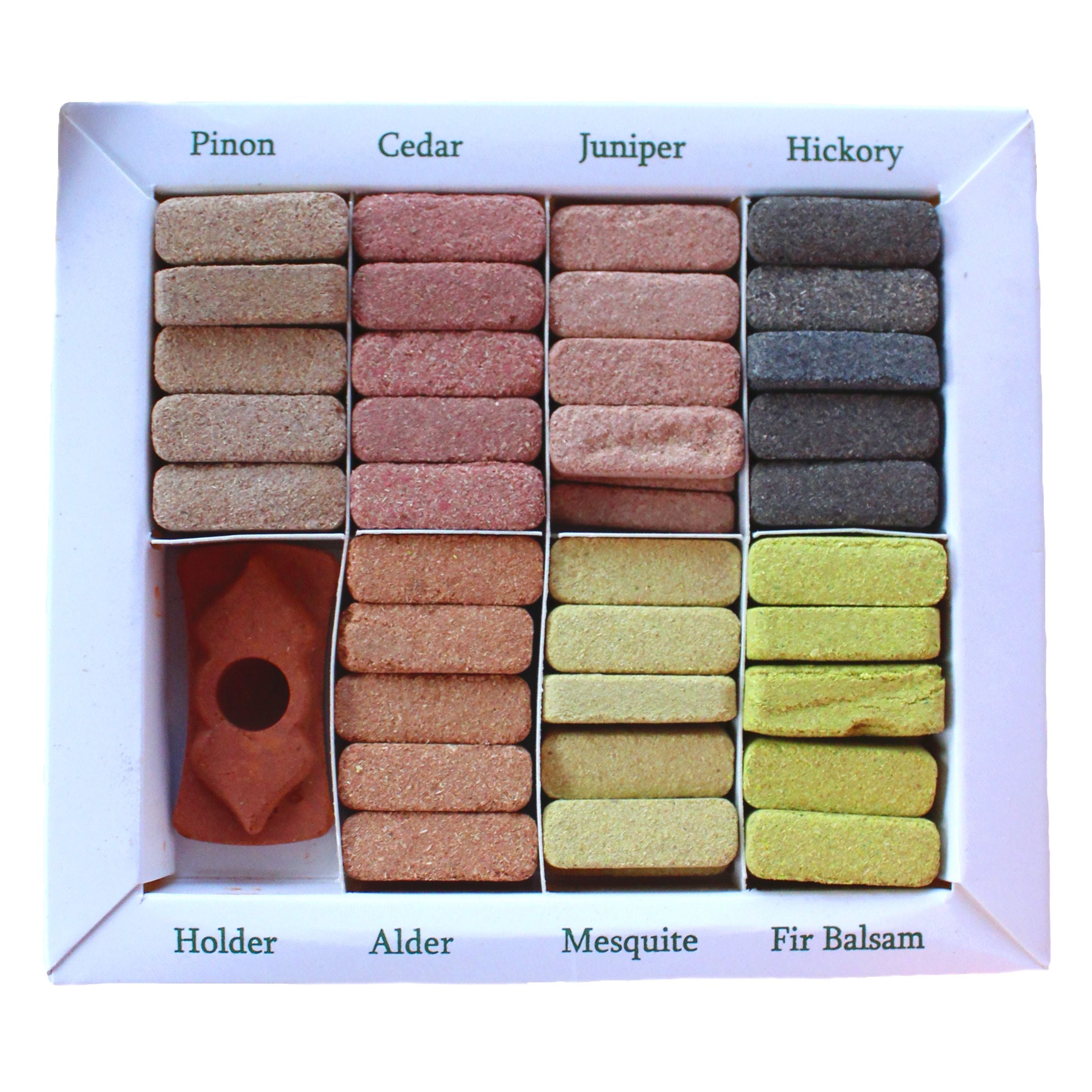 70 Incense Smudge Bricks and Burner - 7 Earthy Himalaya Incenses