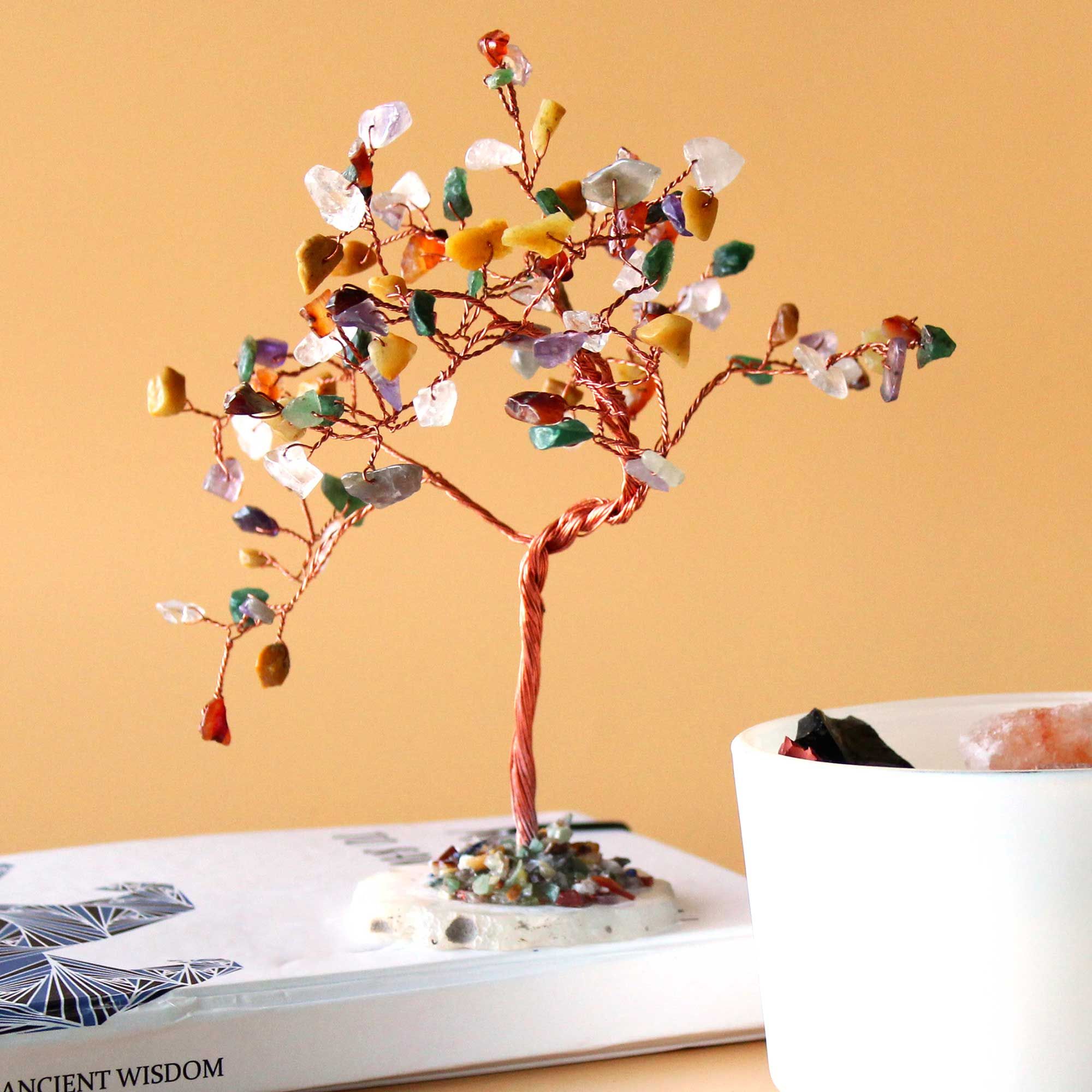 Large Gemstone Tree (100 Stones) - Multi Stones on Natural Agate Base