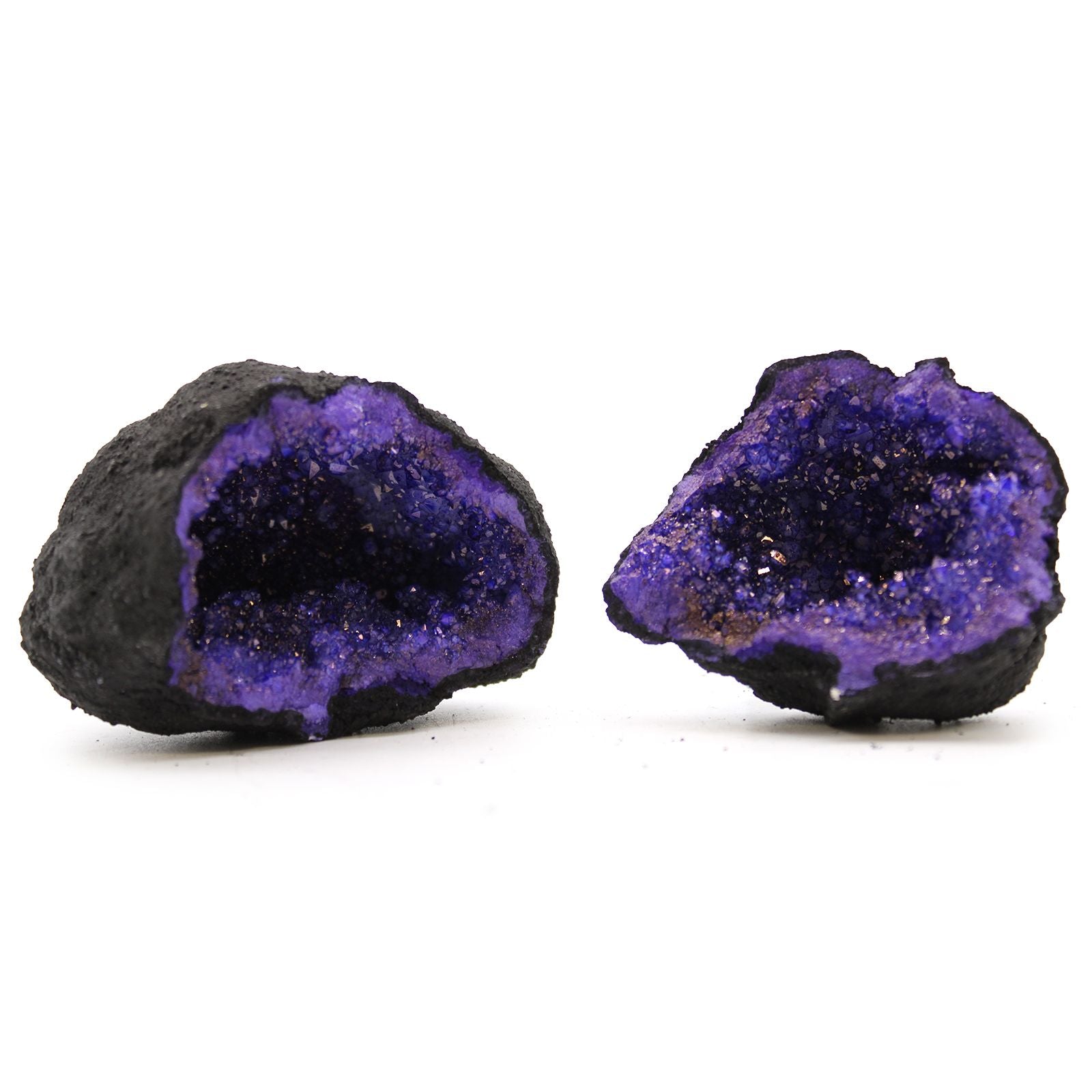 Coloured Calcite Geode Black Rock - Blue
