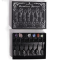 Crystal Witch Spoon Assembly of 7 Gemstones - Dark Silver