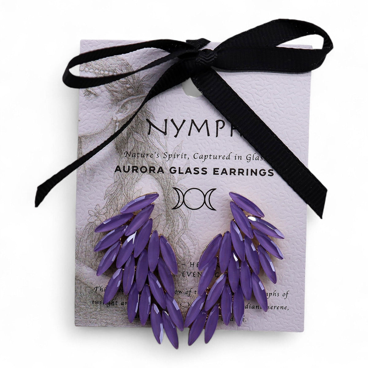 Lavender Vintage Glass Earrings - Angel Wings