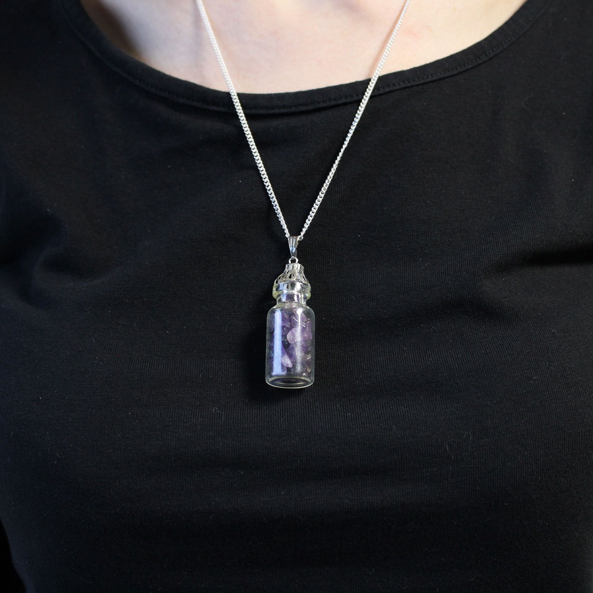 Bottled Gemstone Necklace - Amethyst