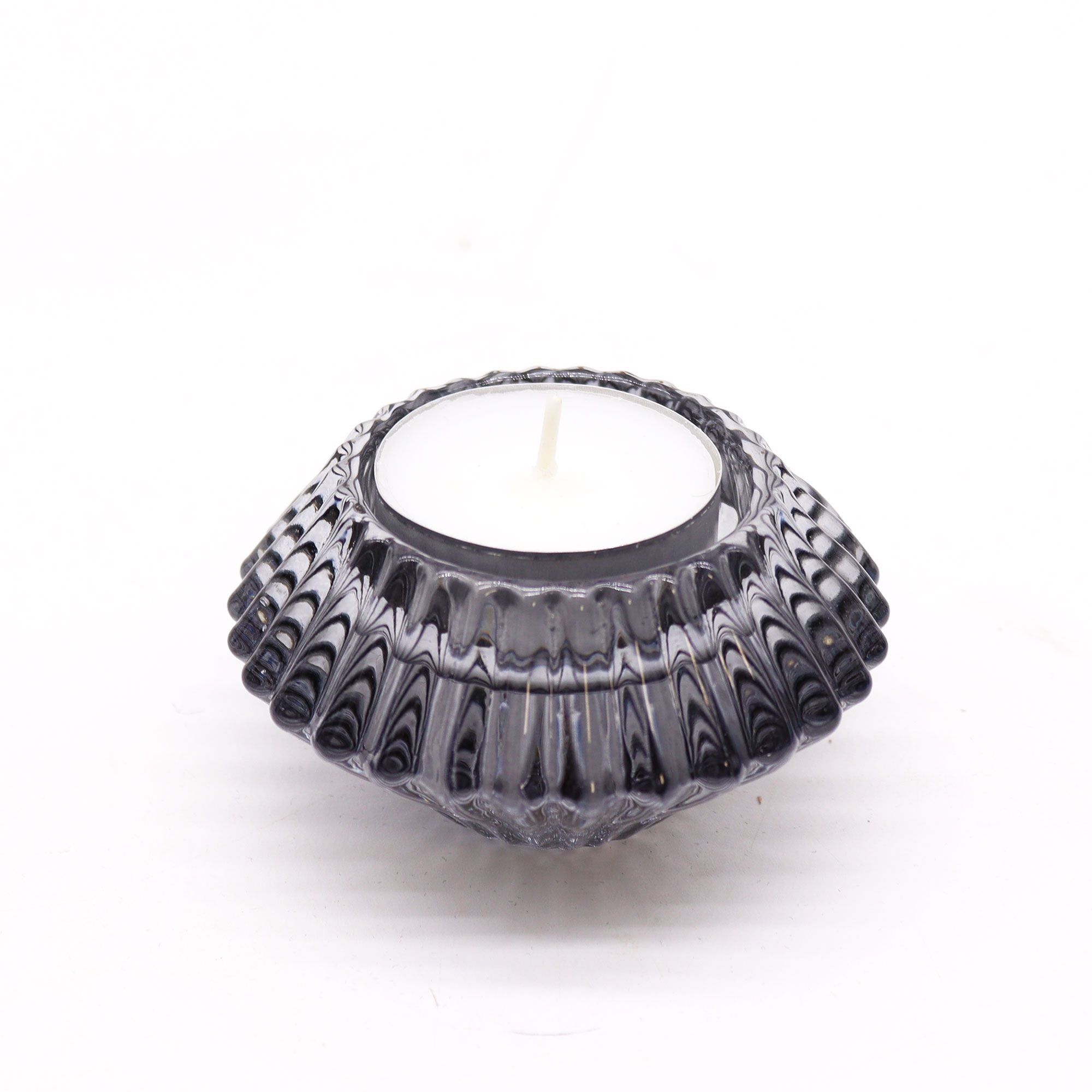Flower Flip Dinner Candle Tealight Holder Set of 2 – Midnight Grey
