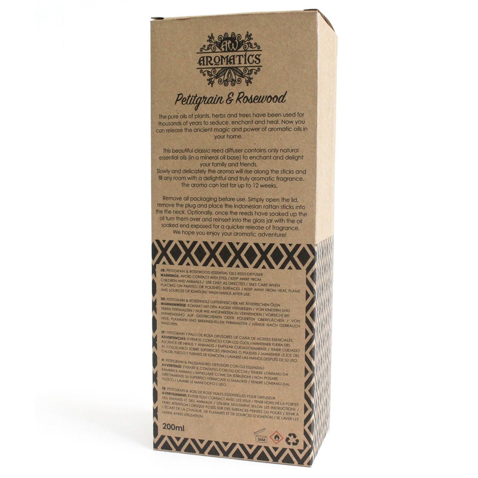 Reed Diffuser 200 ml – Petitgrain & Rosewood