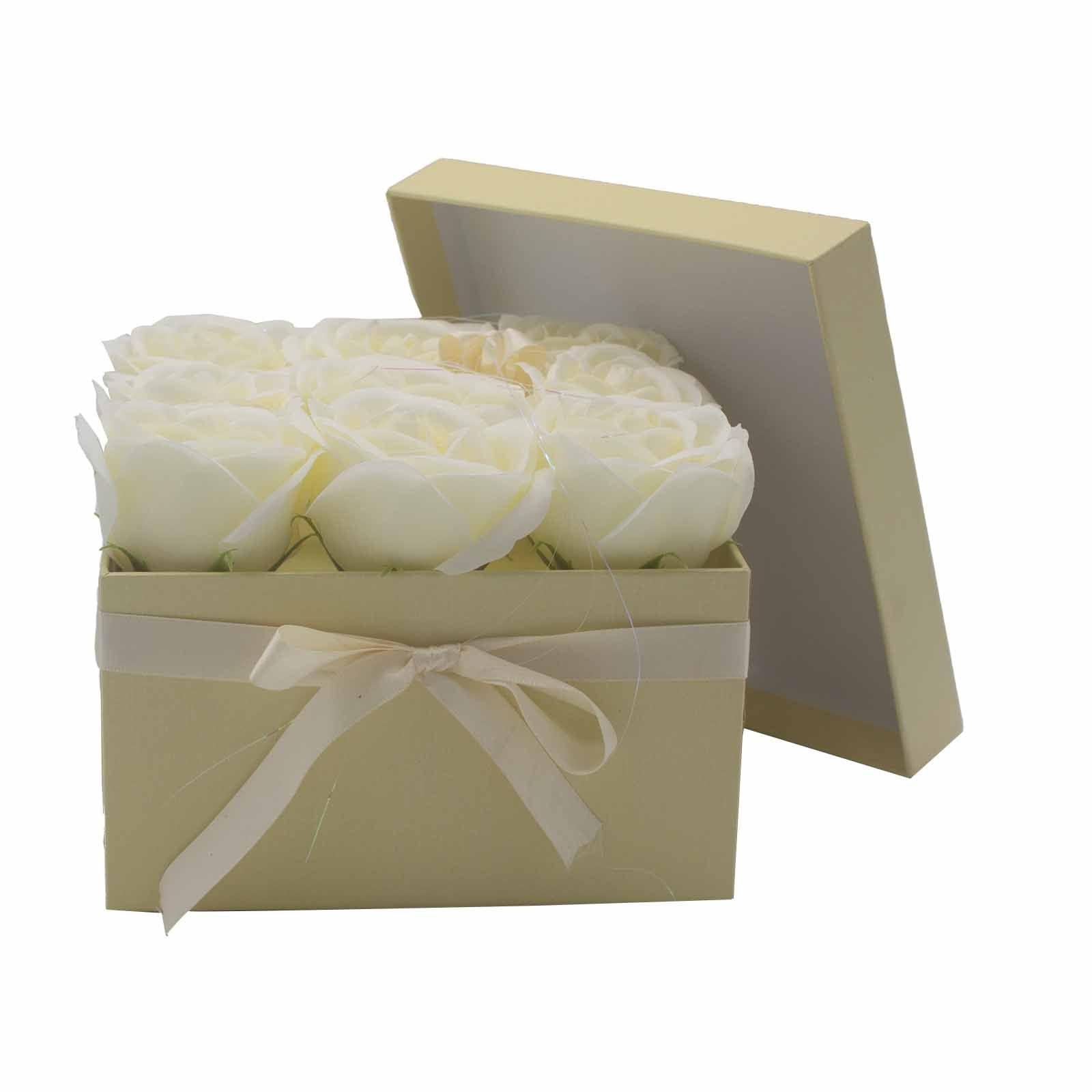 Flower Square Box - Cream Roses