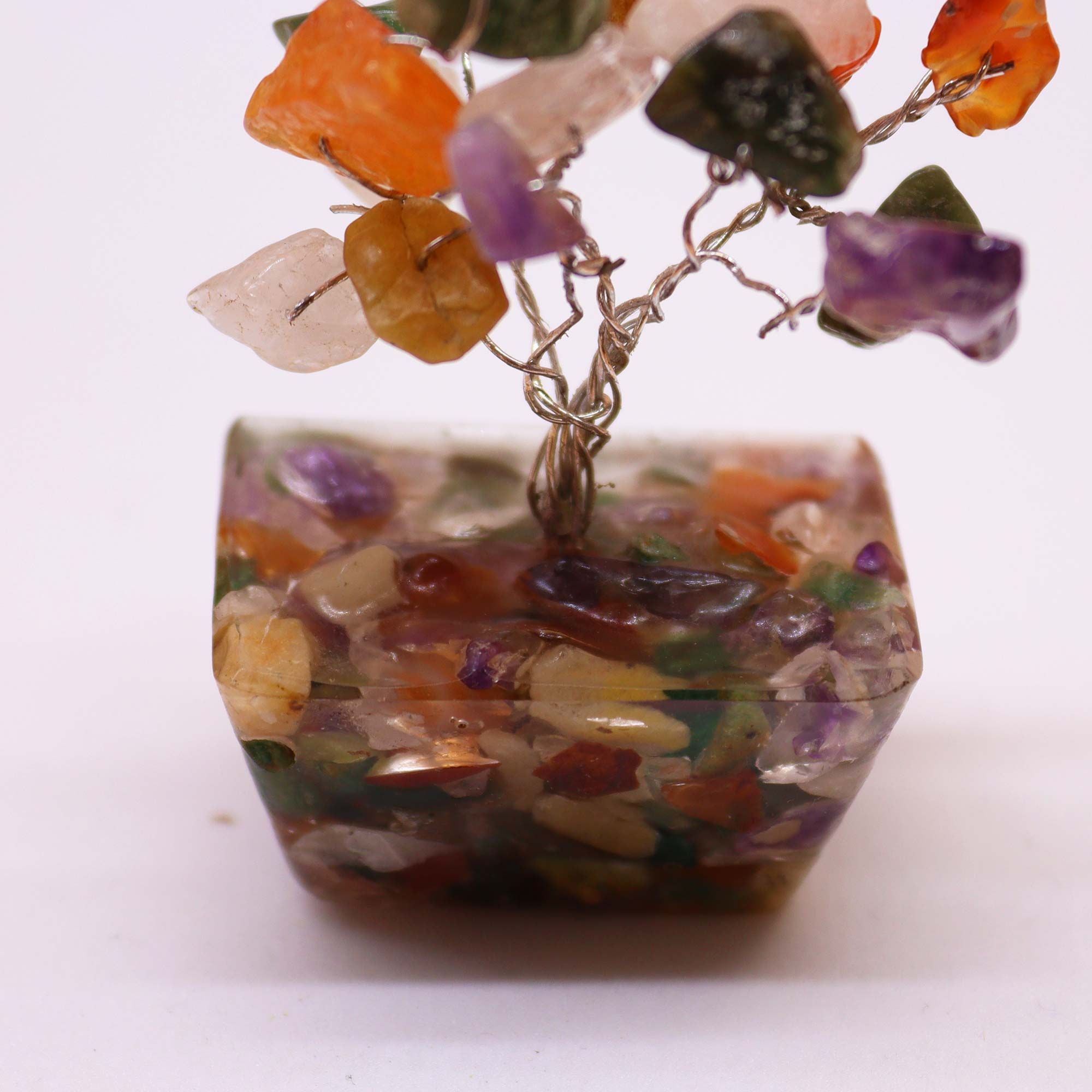 Mini Gemstone Tree on Orgonite Base (15 Stones) - Multi Stones