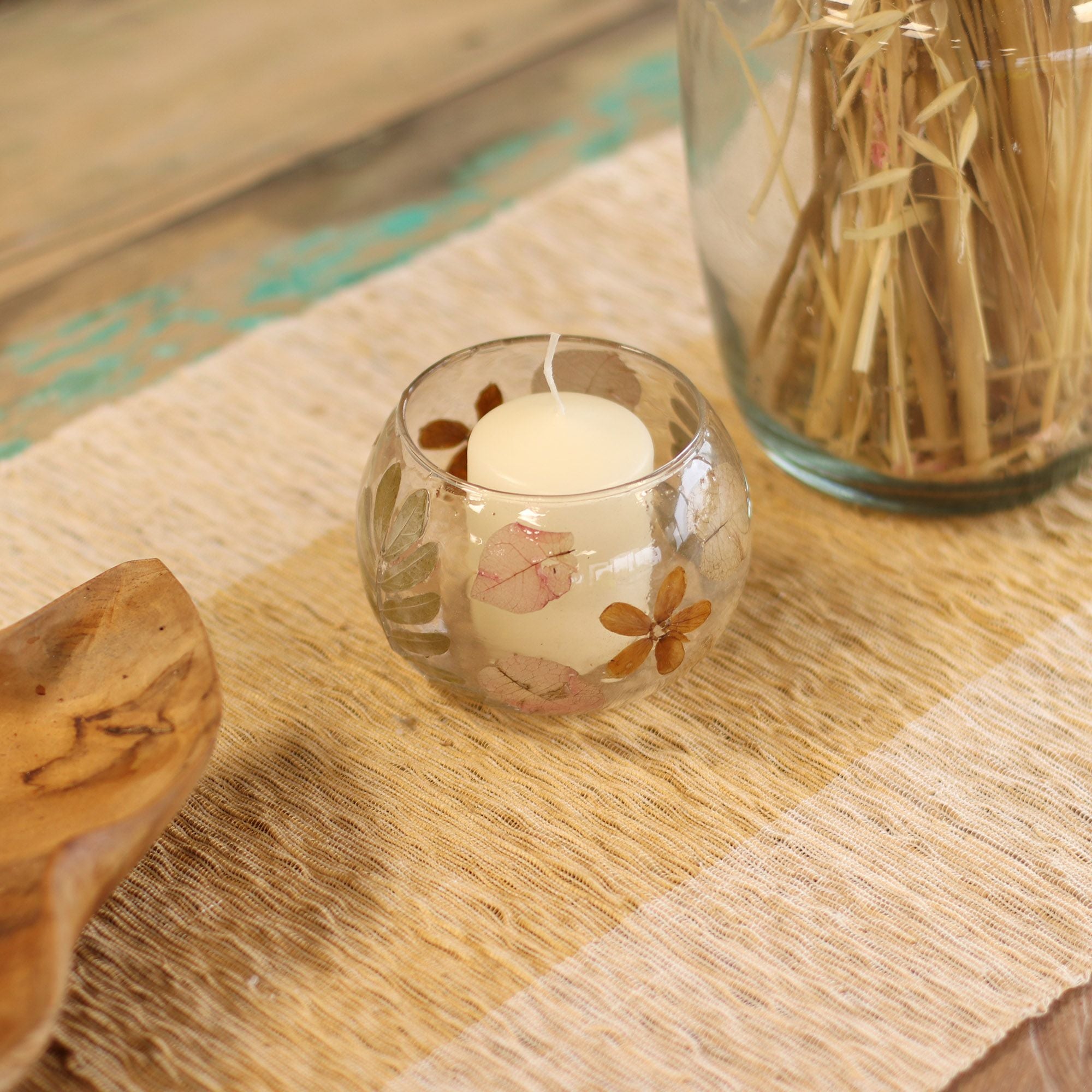 Natural Floral Glass - Bowl Candle Holder – Primavera
