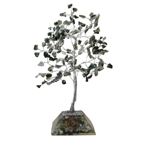 Gemstone Tree (160 Stones) - Moss Agate on Orgonite Base