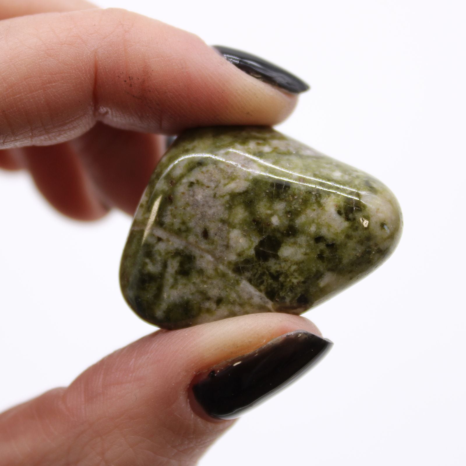African Tumble Stone x12 - Medium - Epidote Snowflake