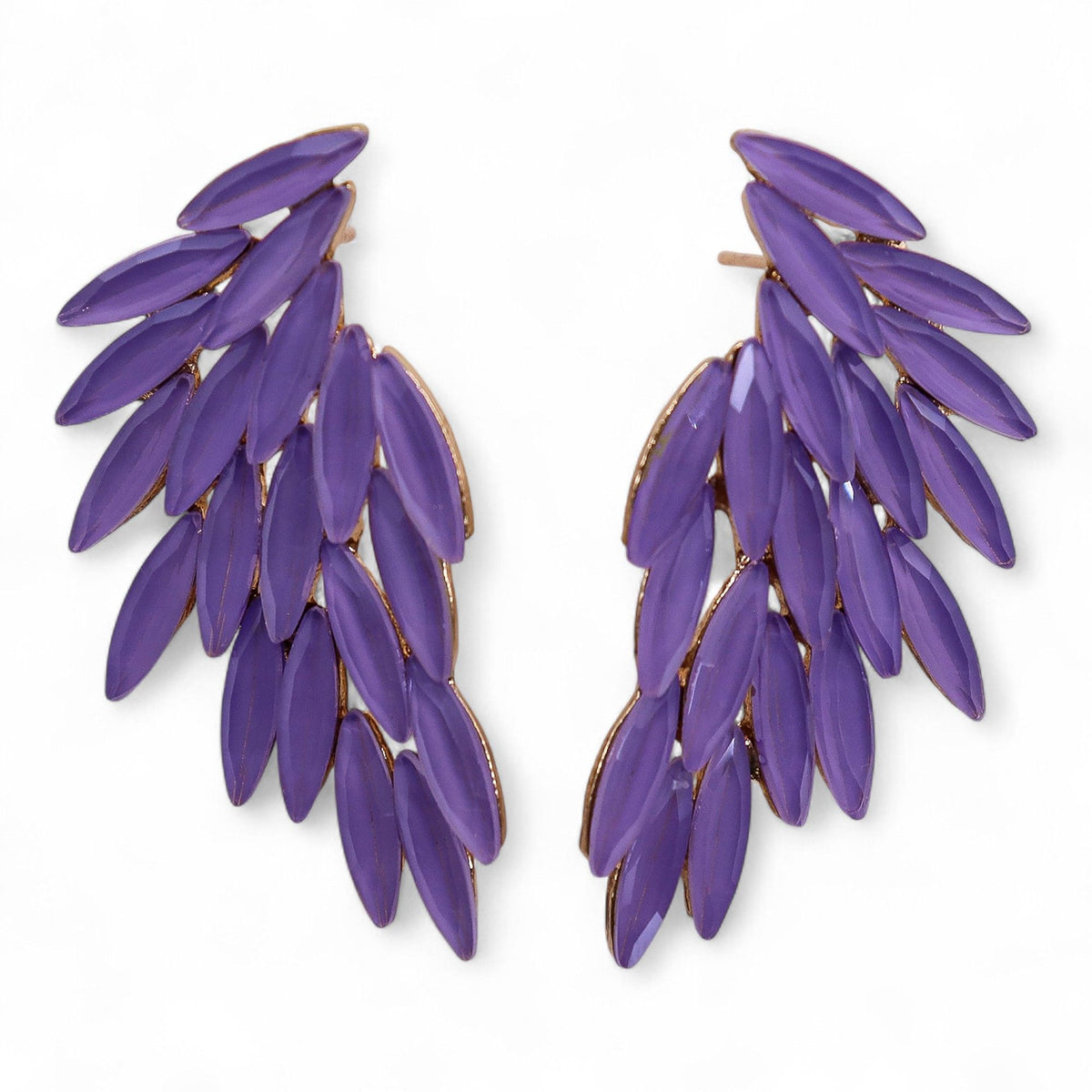 Lavender Vintage Glass Earrings - Angel Wings
