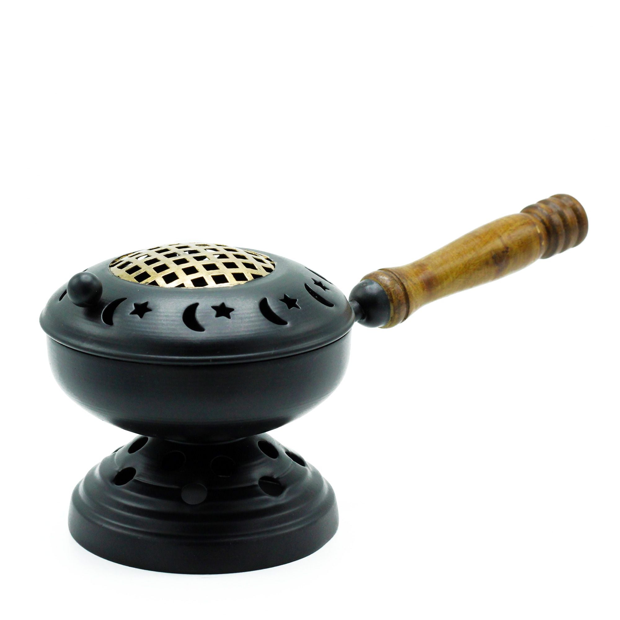 Iron Censer on Stand Incense Burner Large  - Gold detail