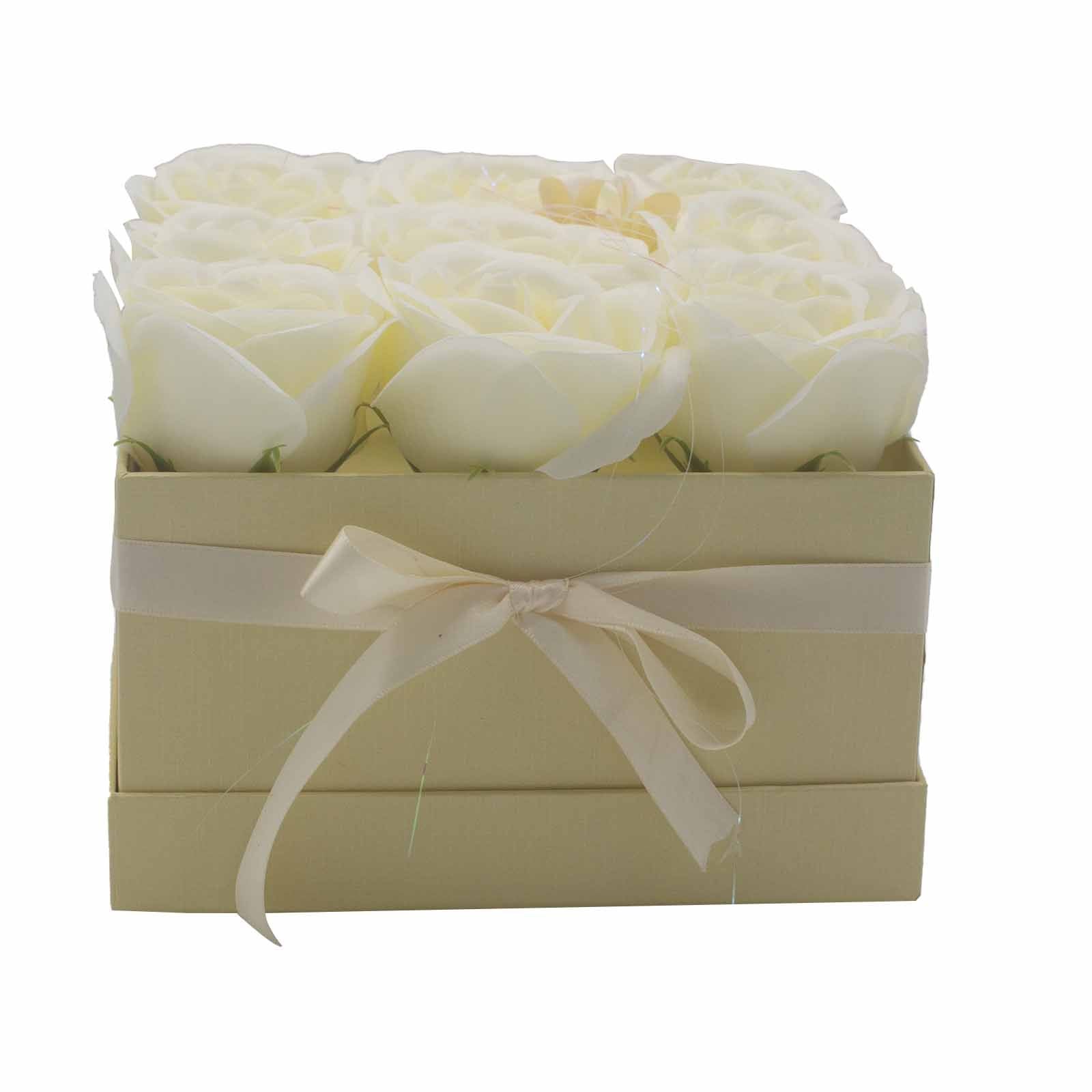 Flower Square Box - Cream Roses