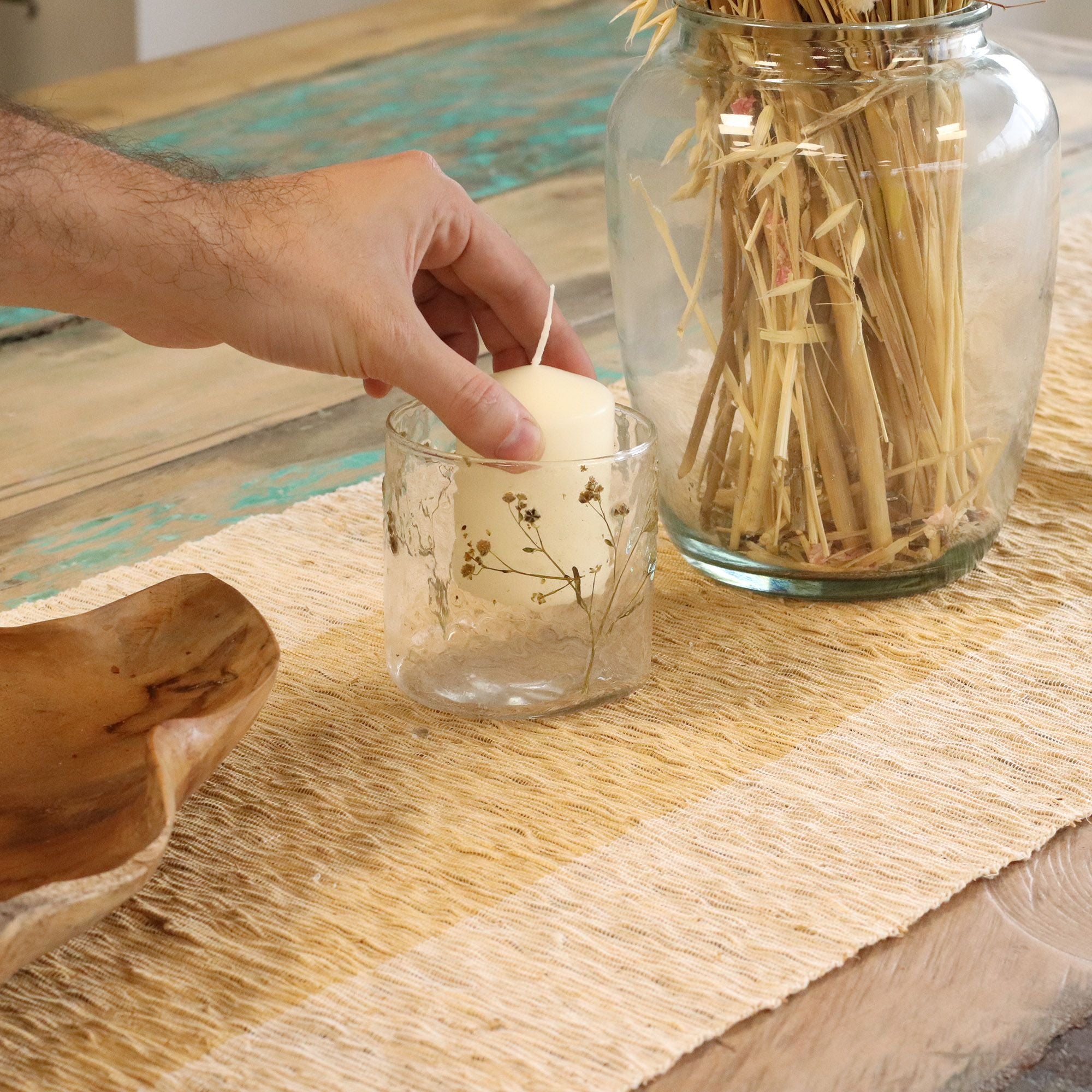 Natural Floral Glass – Straight Candle Holder – Margarita